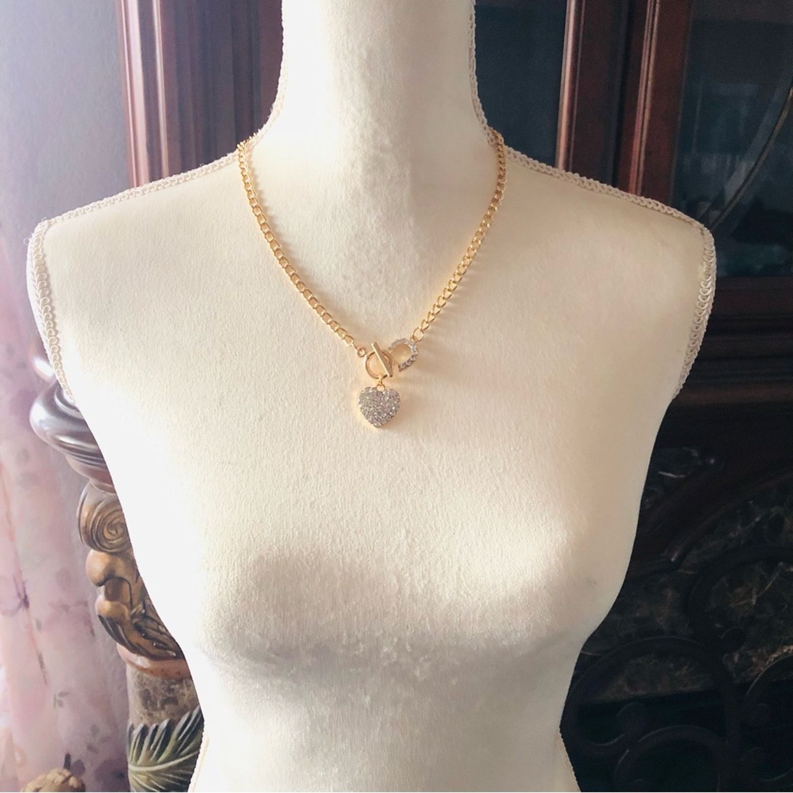 Jewelry Sparkle clear rhinestone heart slider chain necklace Size ONE SIZE - 11 Thumbnail