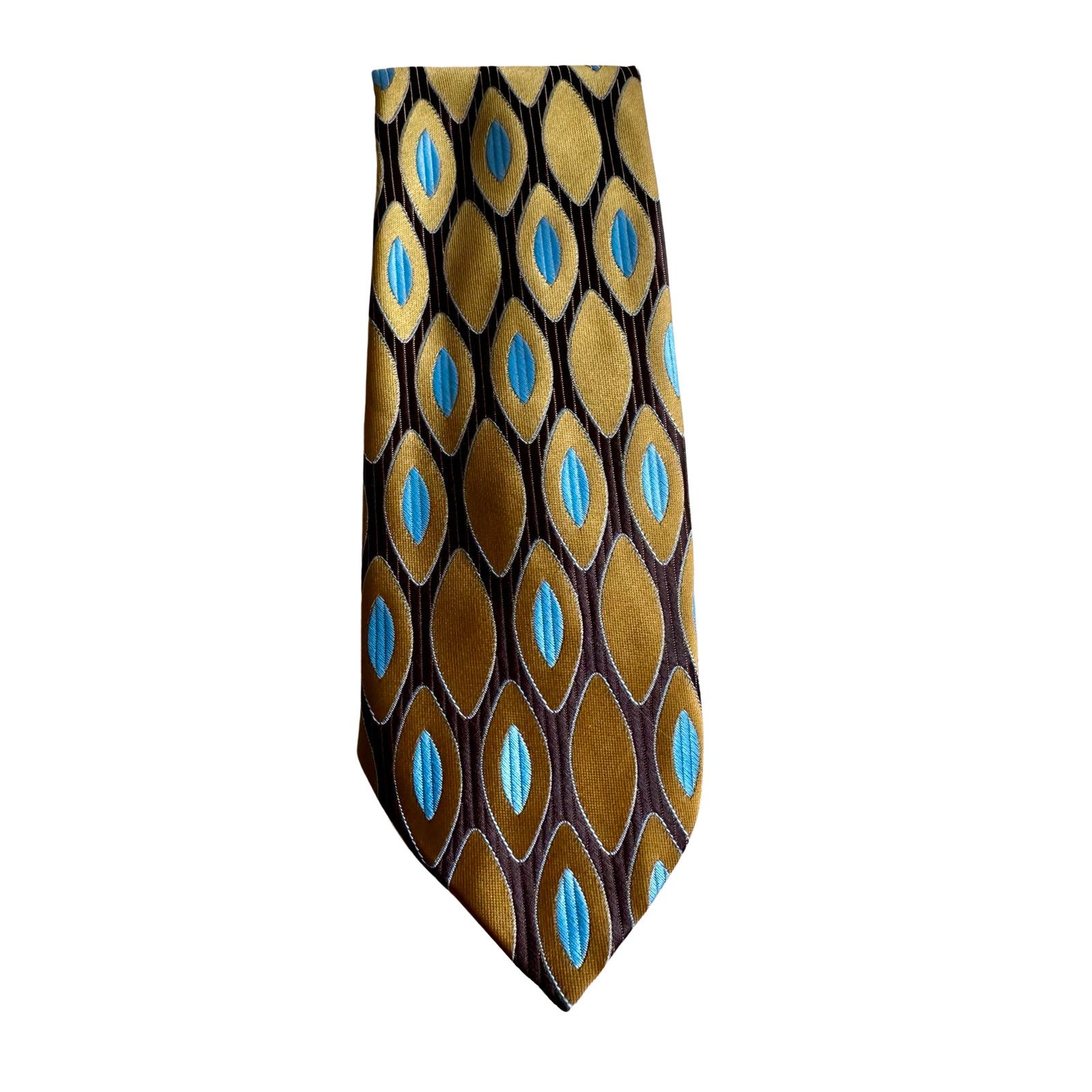 Vintage Mid Century Modern Brown Blue Tan Monsieur Cravatieur Tie Size ONE SIZE - 2 Thumbnail