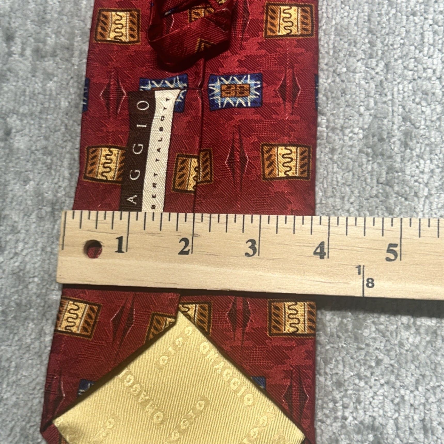 Robert Talbott Robert Talbott Omaggio Mens Tie Silk Handsewn in Italy 57L x 4W Red Geometric Silk Tie Mens Size ONE SIZE - 7 Thumbnail