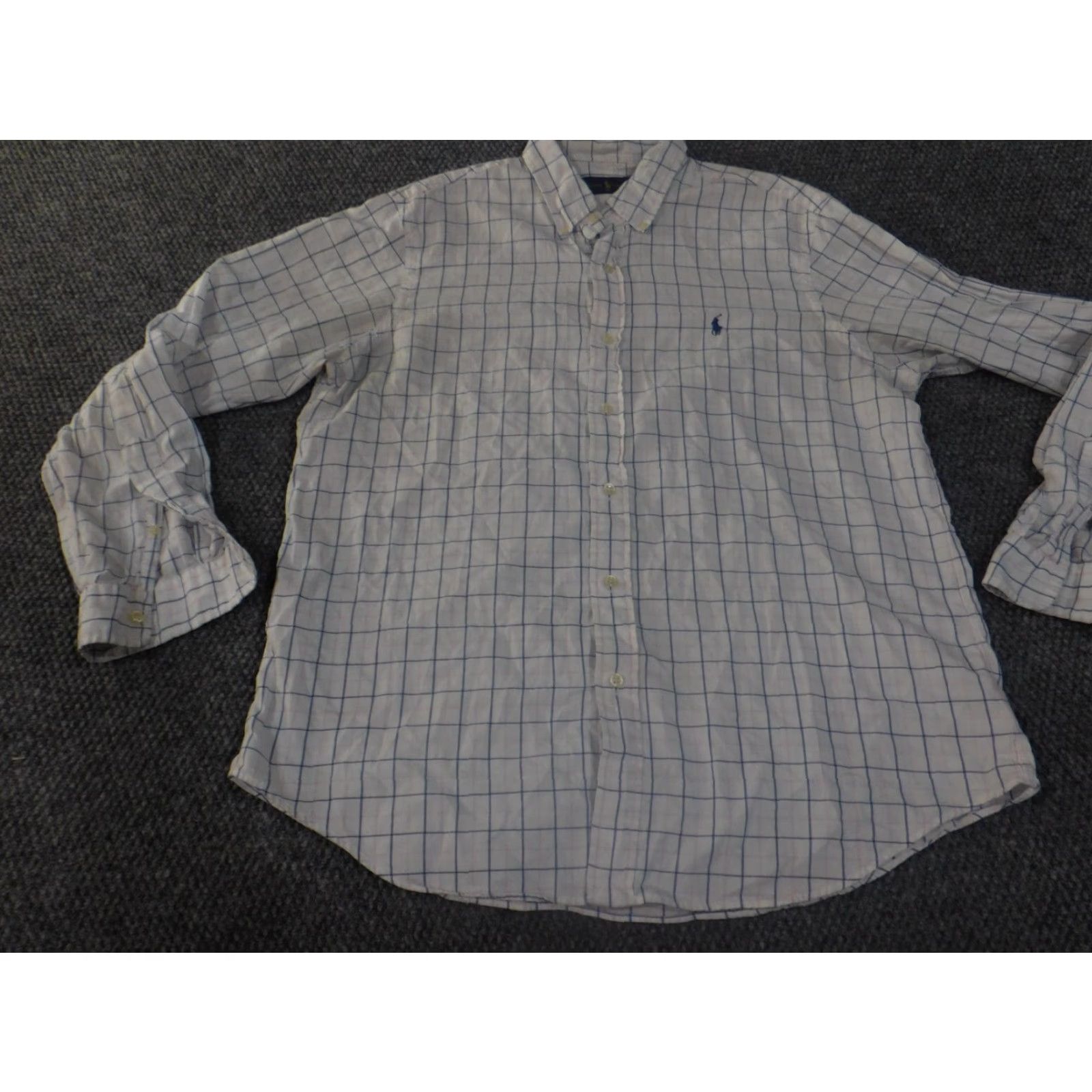 Ralph Lauren Ralph Lauren Shirt Men L White Plaid Button-Up Collared Casual Knit Cotton Long Sleeve Slimming Pockets Vintage: No | Regular Fit | Button-Down Collar Size US L / EU 52-54 / 3 - 3 Thumbnail
