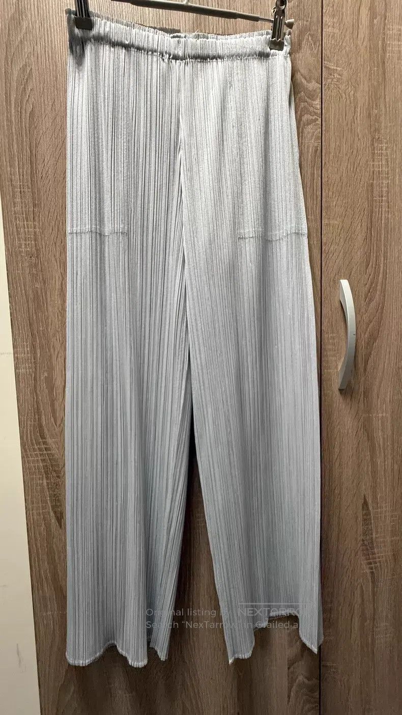 Issey Miyake Issey Miyake Light Gray Wide-Leg Pants Size 42" / US 20 - 1 Thumbnail