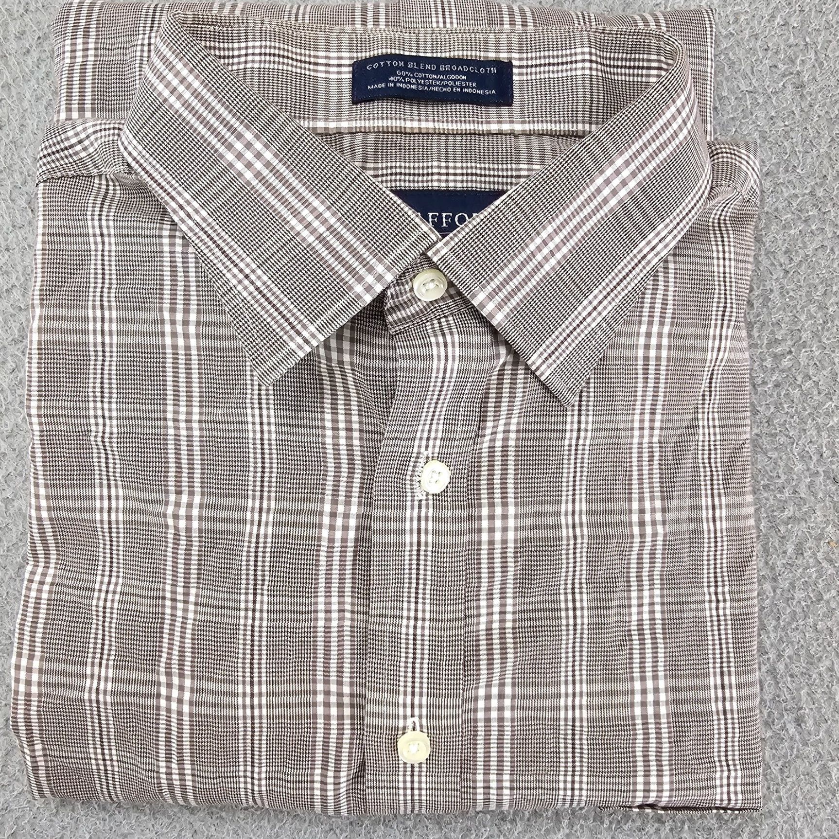 Stafford Stafford Dress Shirt Mens Size 16.5 32/33 Brown Check Fitted Travel Long Sleeve Shirt Size 46R - 2 Thumbnail