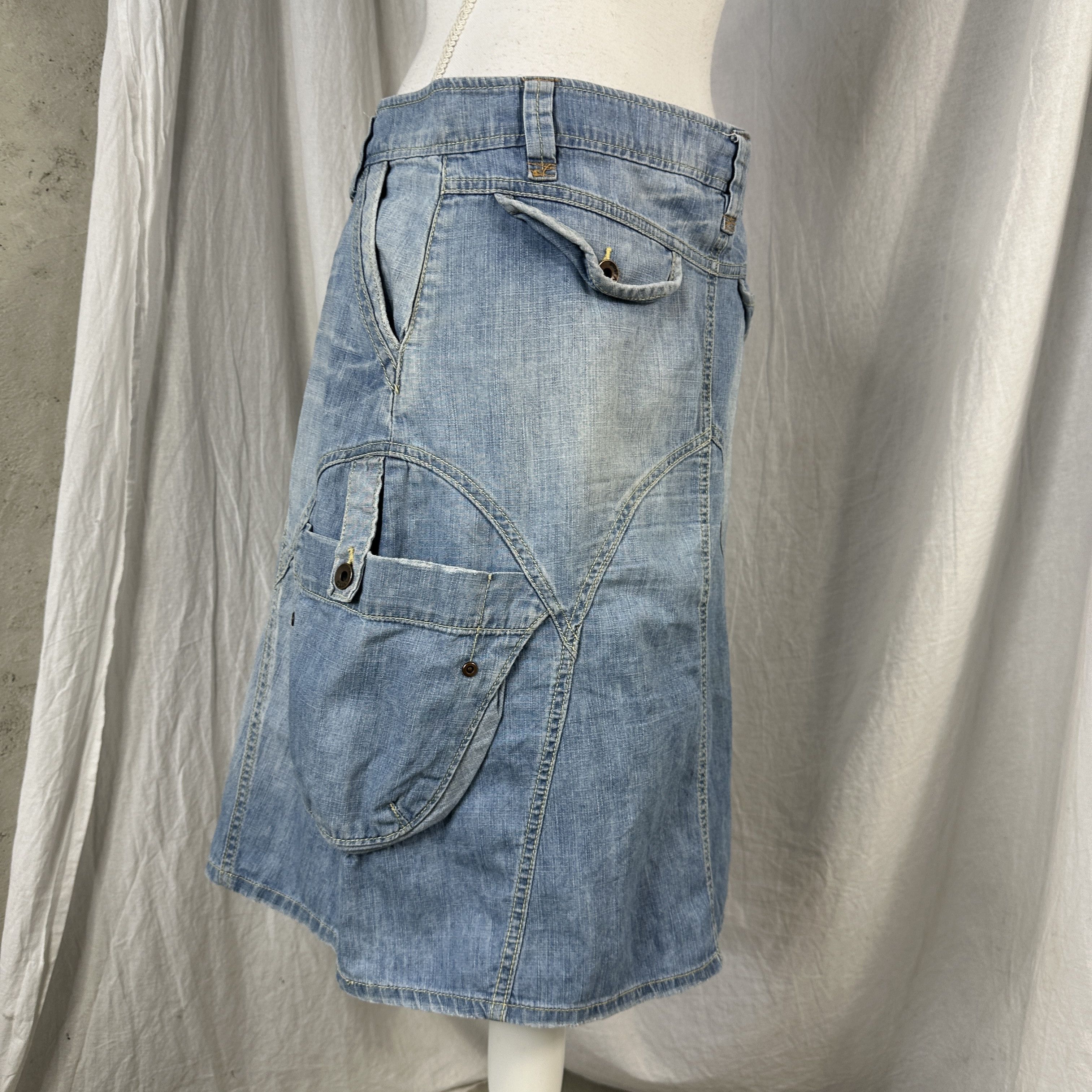Vintage Vintage Casual Streetwear Cargo Y2K Denim Skirt Size 28" / US 6 / IT 42 - 6 Thumbnail
