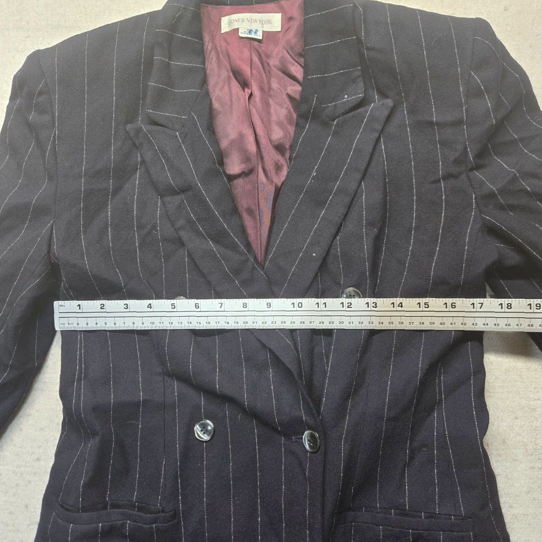 Jones New York Jones New York Blazer Womens 12 Black Striped Collared Floral Lined Jacket Poly Size XL / US 12-14 / IT 48-50 - 6 Thumbnail