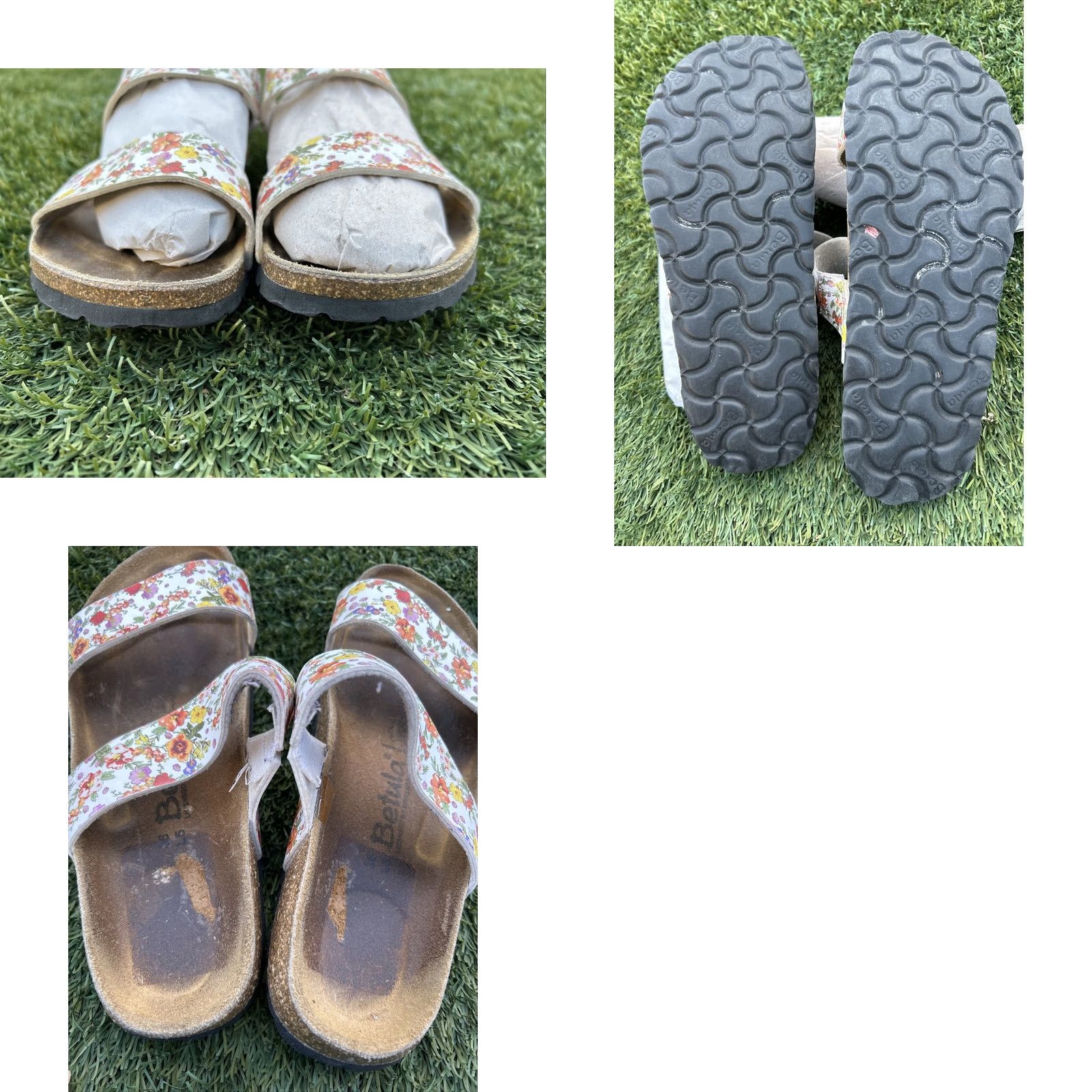 Birkenstock Betula Birkenstock White Floral Quito Sandals EU 36 L5 Strap Slides Spring Women Size US 5 / IT 35 - 8 Thumbnail