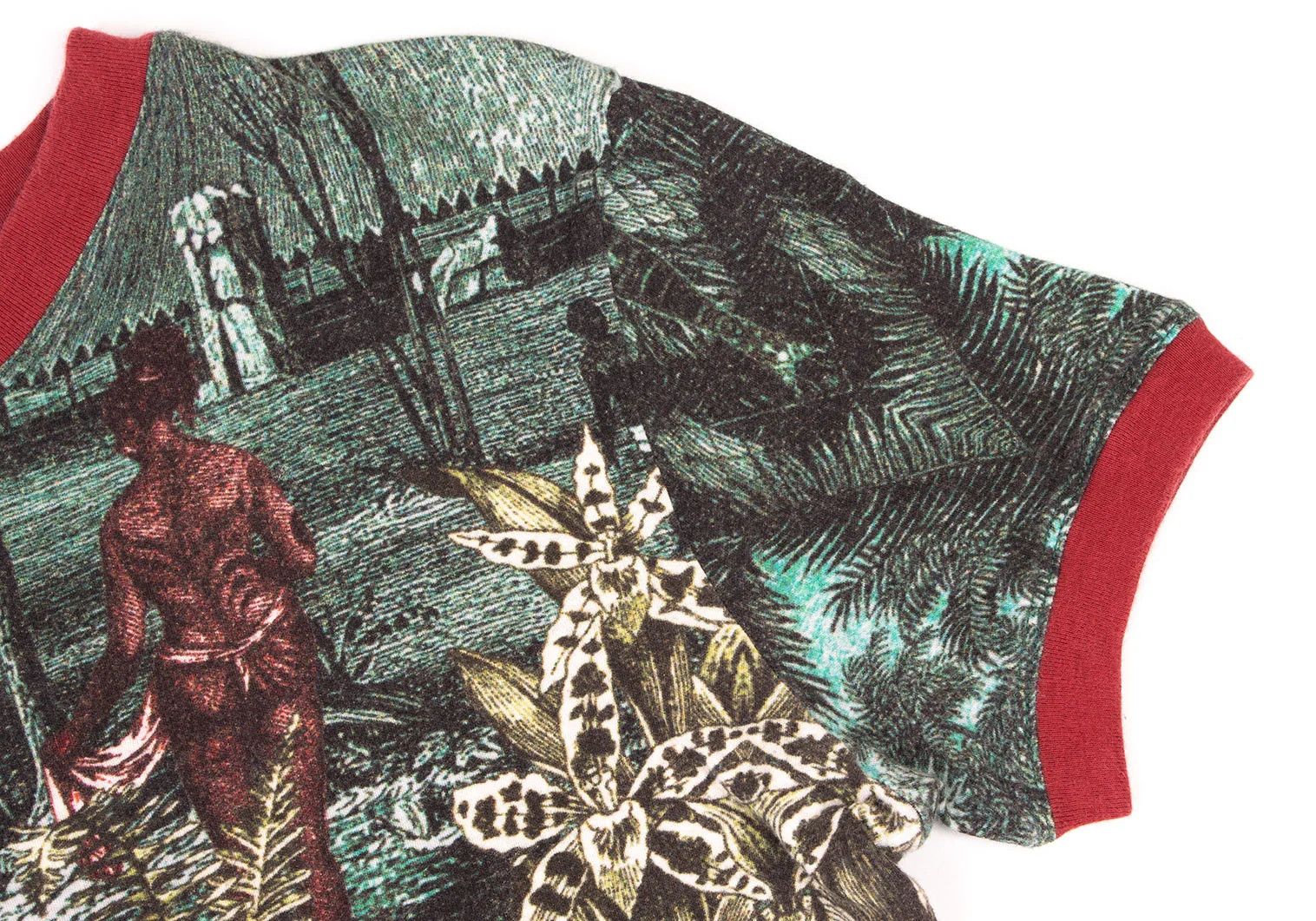 Jean Paul Gaultier Native Print V-Neck T-Shirt in Red, Green, and White Size US M / EU 48-50 / 2 - 3 Thumbnail