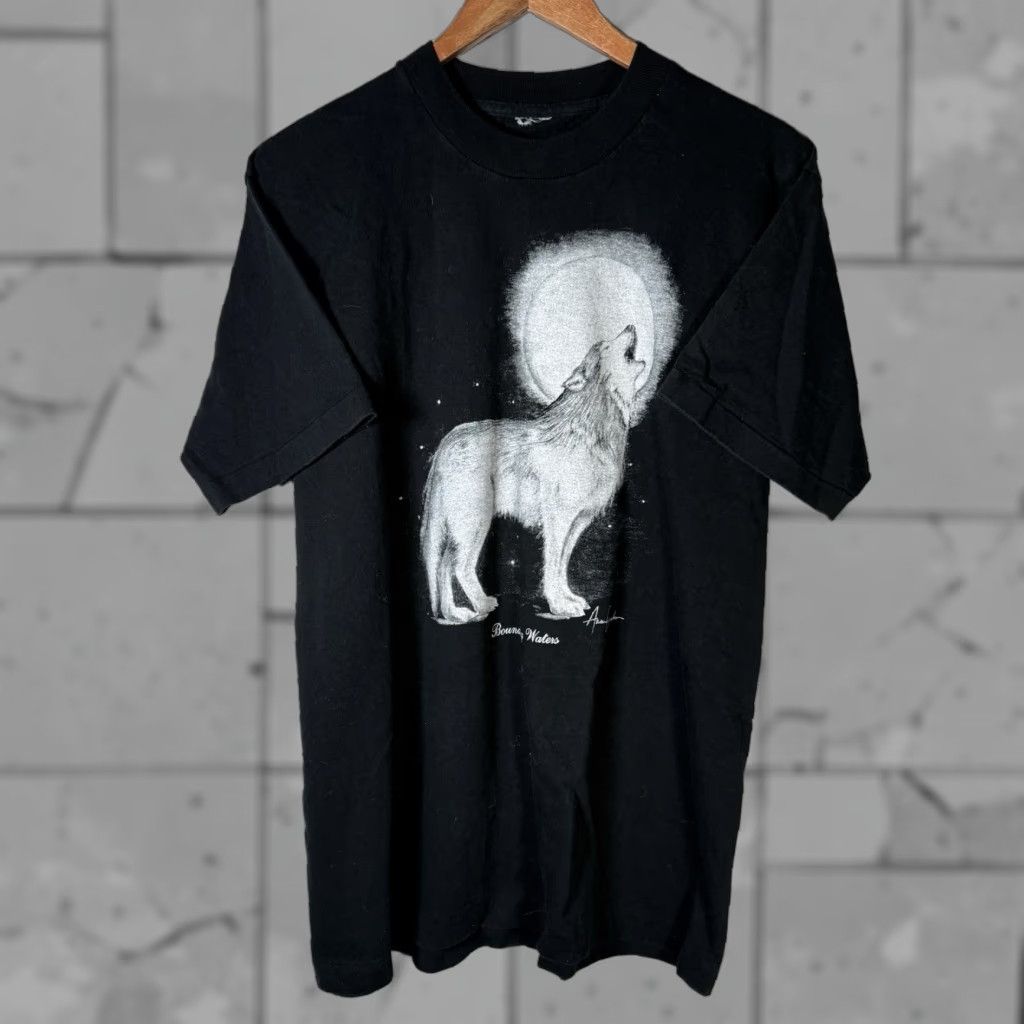 Vintage Vintage Boundary Waters Wolf Graphic T-Shirt Men Large Black Outdoor Art Size US L / EU 52-54 / 3 - 1 Thumbnail