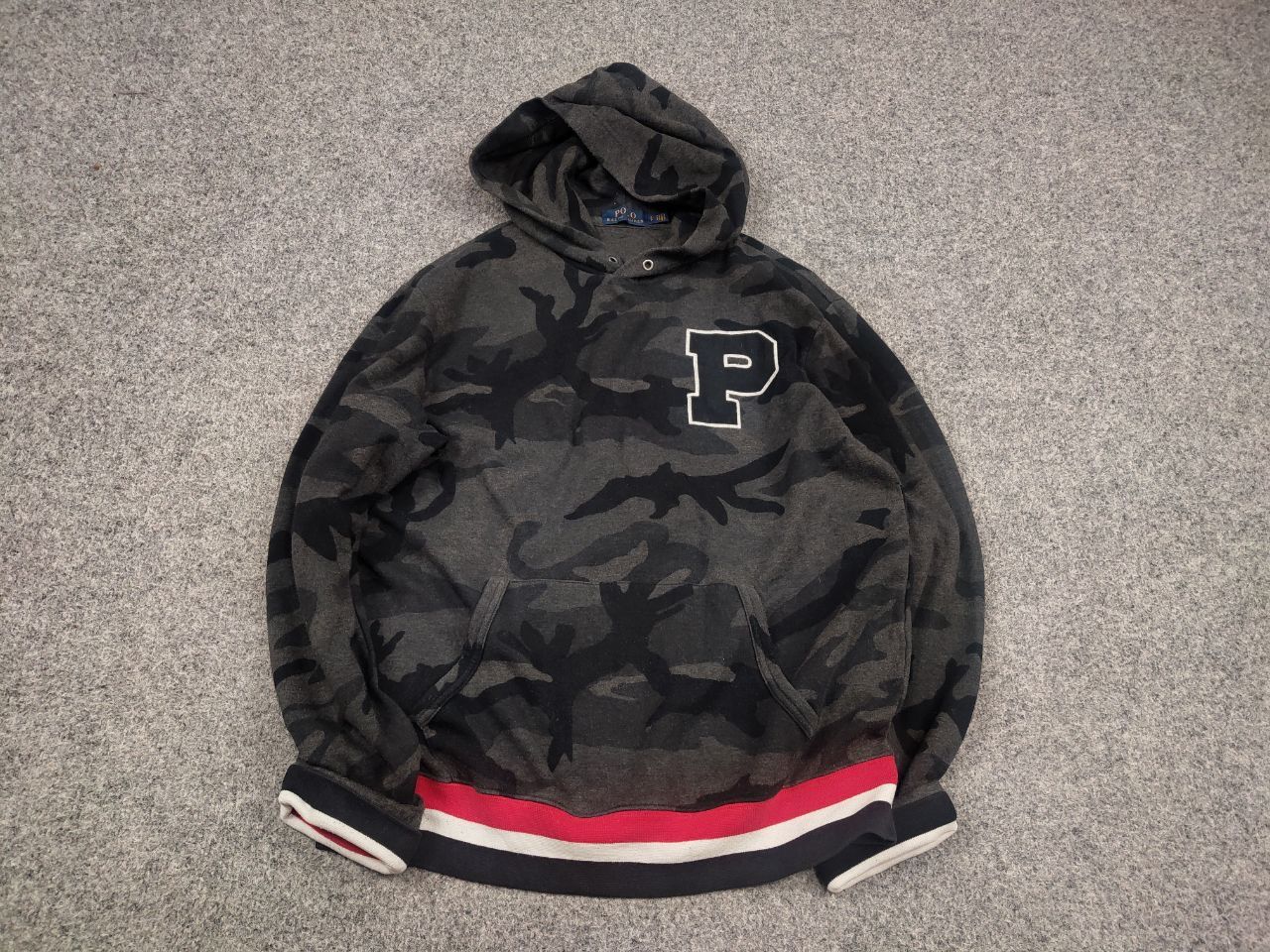 Polo Ralph Lauren Polo Ralph Lauren camo Gray Letterman hoodie Vintage Style Size US S / EU 44-46 / 1 - 3 Thumbnail