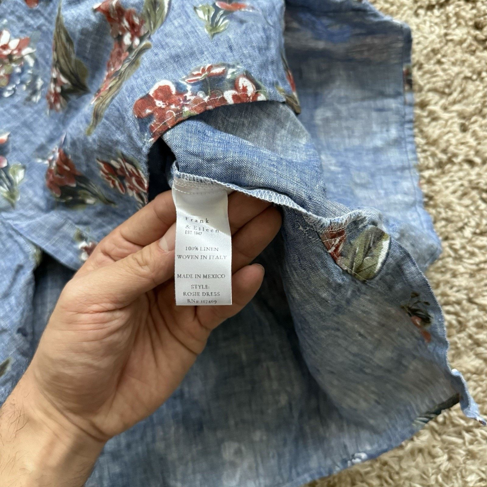 Frank & Eileen Frank & Eileen Linen Rosie Dress Floral Button Down Shirt Size XS / US 0-2 / IT 36-38 - 5 Thumbnail