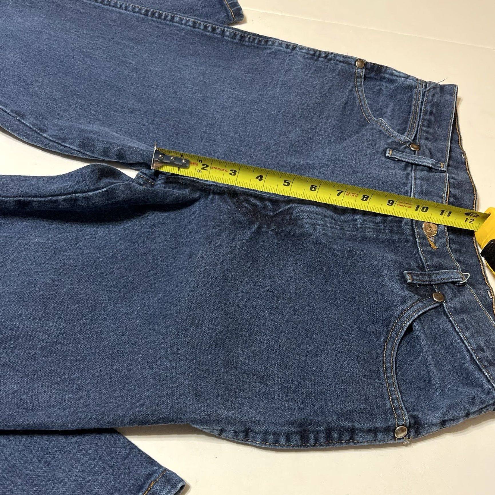 Wrangler VINTAGE Wrangler Silver Edition Jeans Cowboy Western Rodeo Denim 32x29 34x30 Solid Dark Blue Cotton Zip Button Logo Mens Regular Size US 32 / EU 48 - 4 Thumbnail