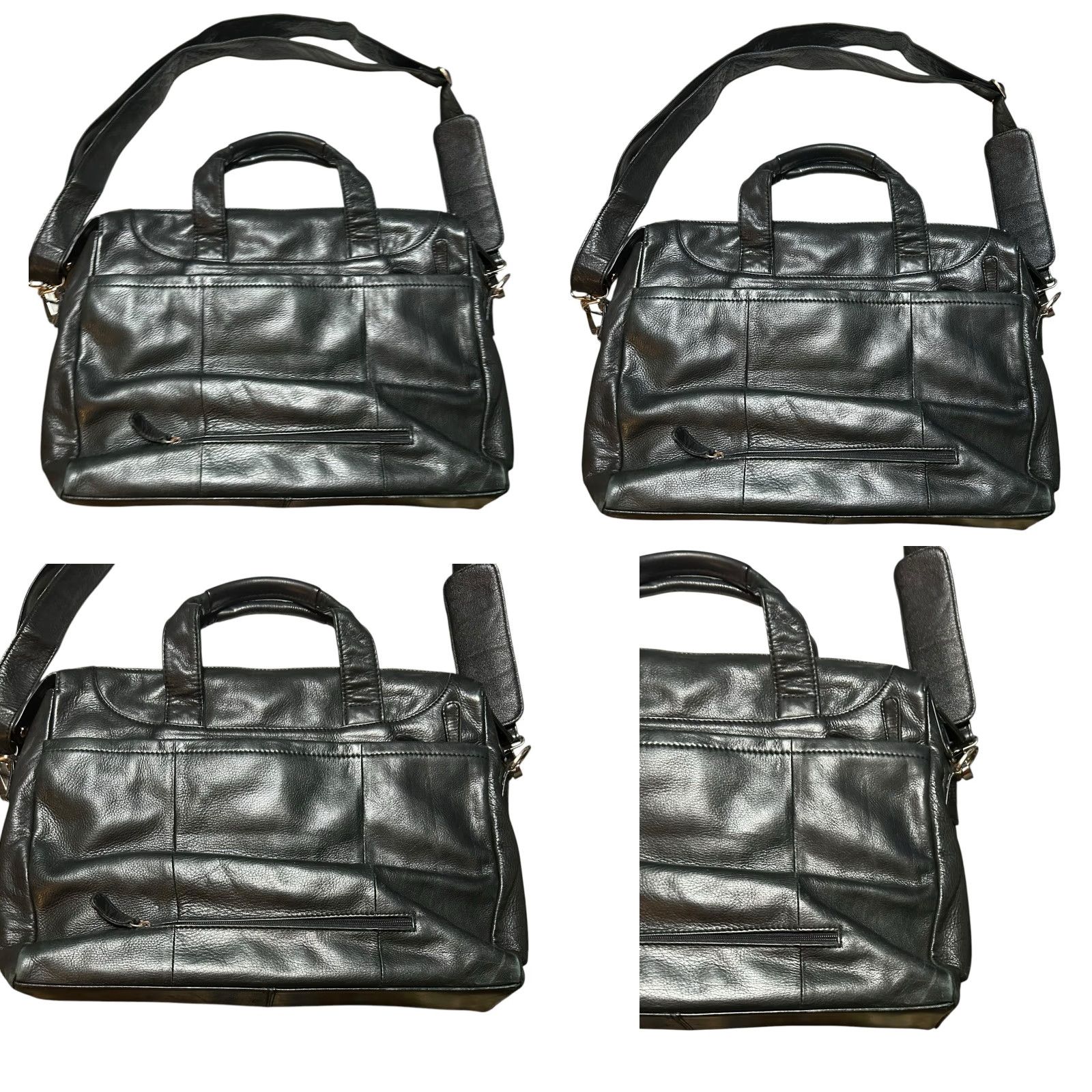 Revenge Levenger Black Leather Laptop Messenger Bag Briefcase Crossbody Travel Carry On - Women Large 15in Strap Pebbled Zip Size ONE SIZE - 9 Thumbnail