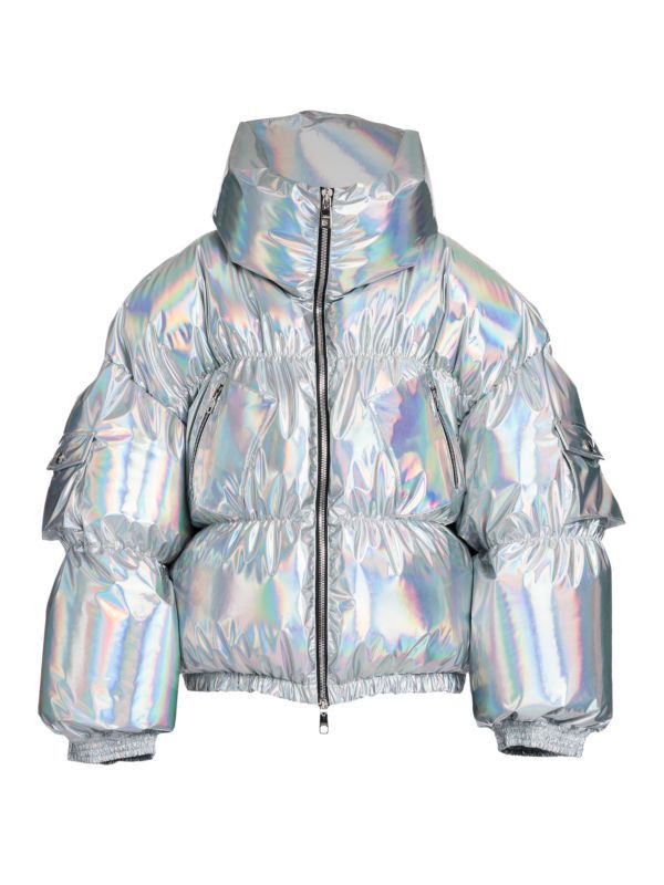 Dolce & Gabbana o1y0825 Turtleneck Shell Jacket in Silver Size S / US 4 / IT 40 - 1 Thumbnail