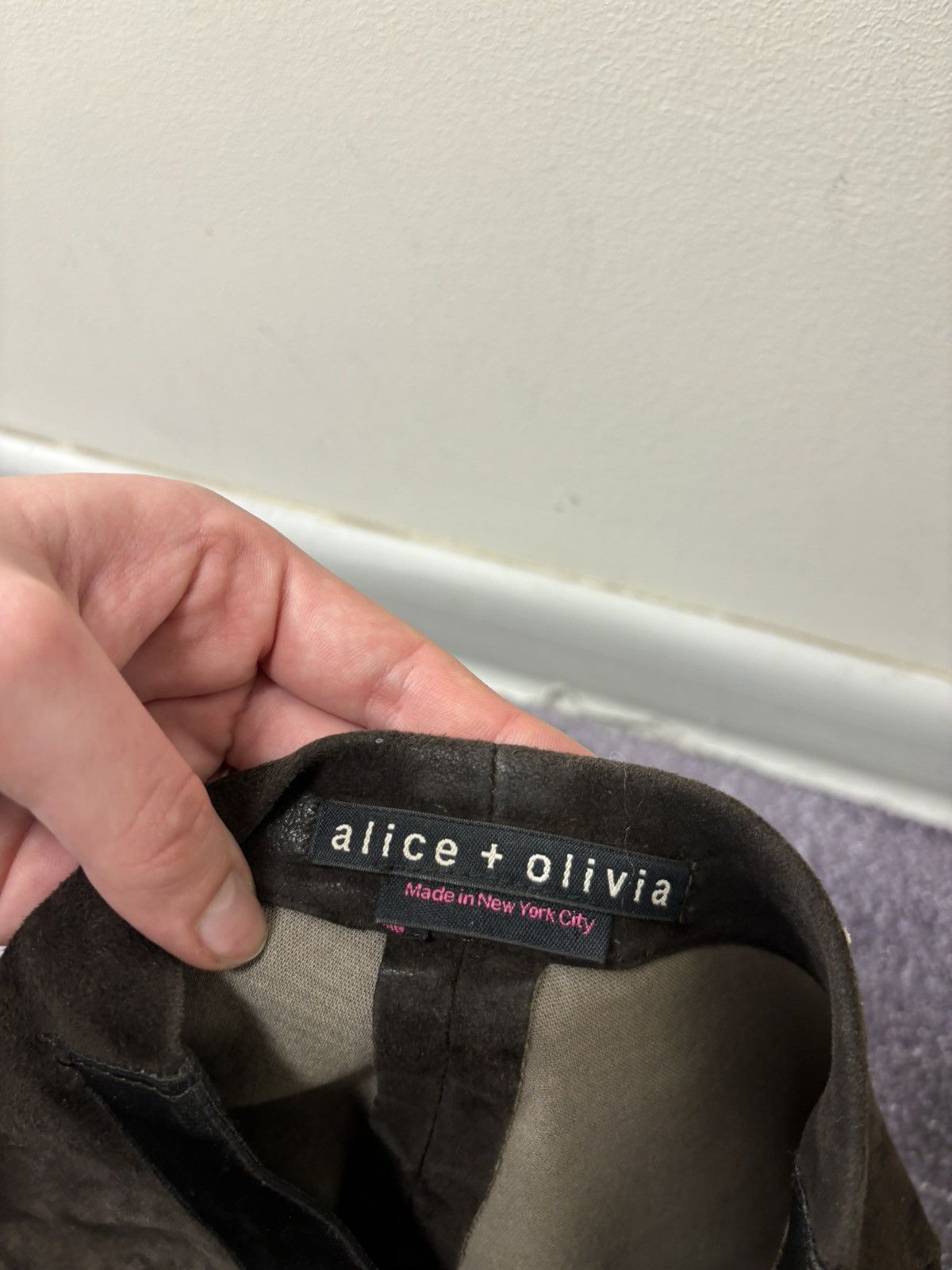 Alice + Olivia Alice + Olivia Suede Leather Front Zip Brown Leggings Pants Size 30" / US 8 / IT 44 - 9 Thumbnail