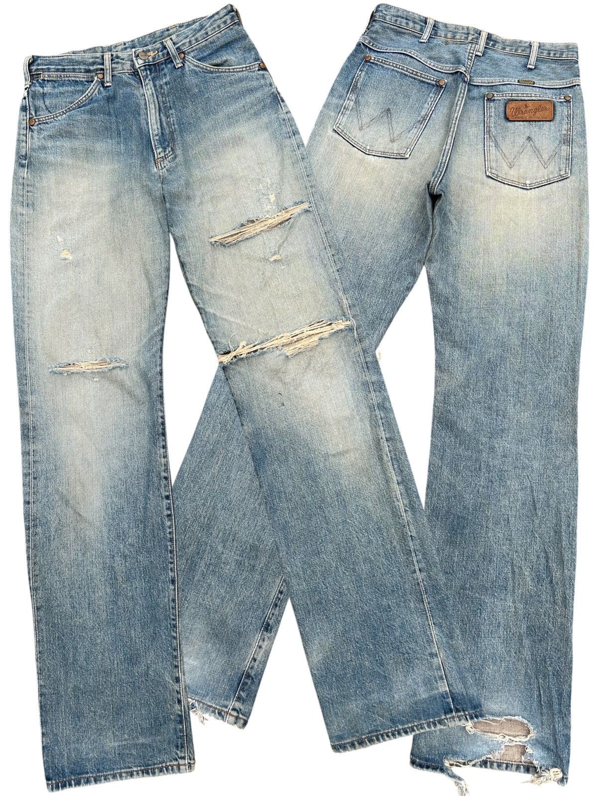 Kapital Vintage Wrangler Blue Bell Selvedge Thrashed Denim Jeans Size US 30 / EU 46 - 1 Thumbnail