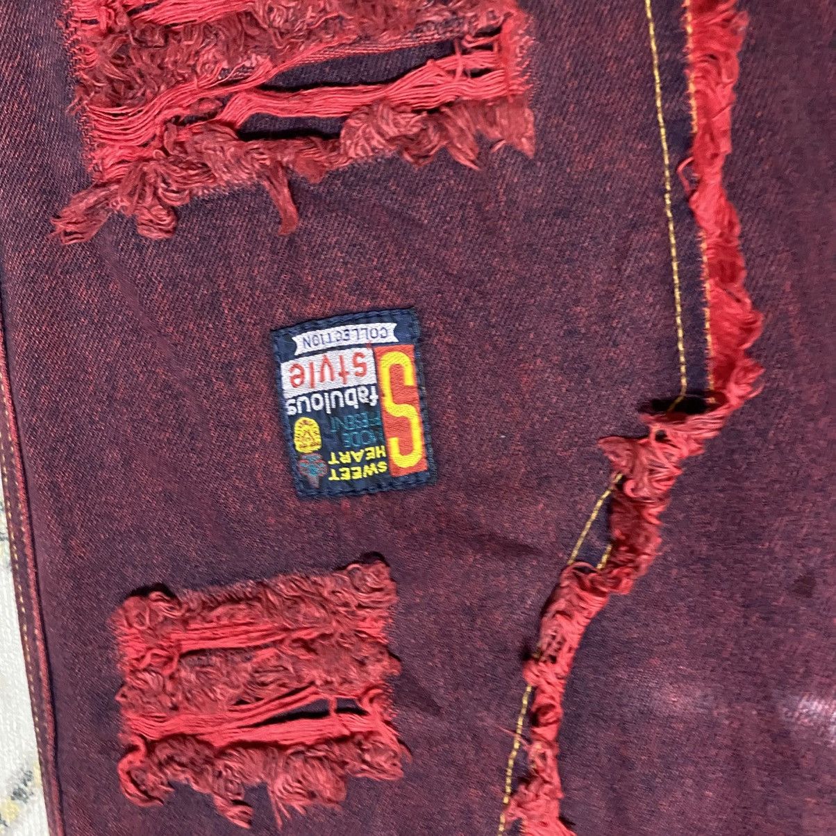 Vintage Vintage SWEET HEART Red Blood Fabulous Denim Baggy Pants Size US 38 / EU 54 - 19 Thumbnail