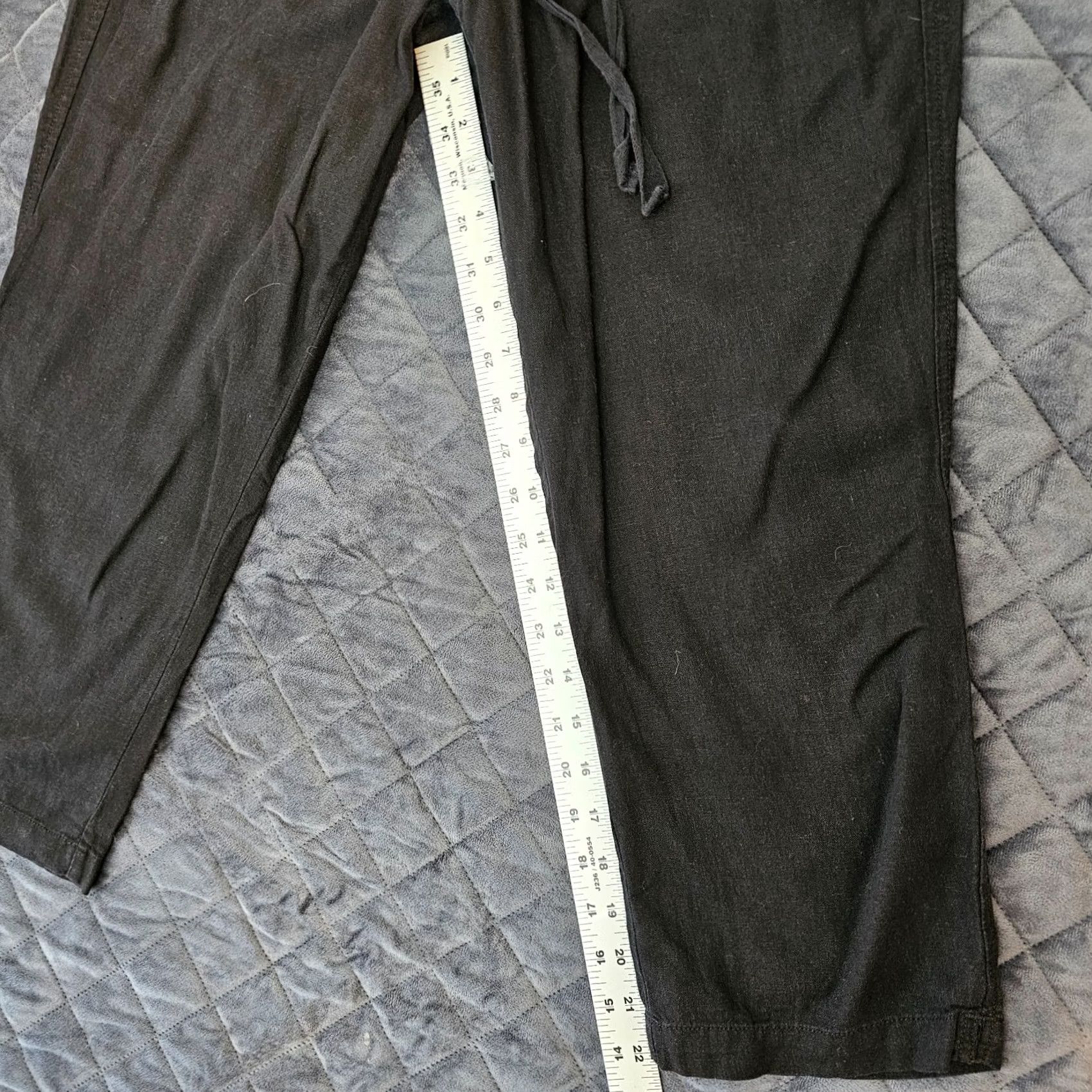 Old Navy Old Navy Pants Cropped Linen Blend Black Stretch Drawstring Waist Women Regular Size M? Size 36" / US 14 / IT 50 - 6 Thumbnail
