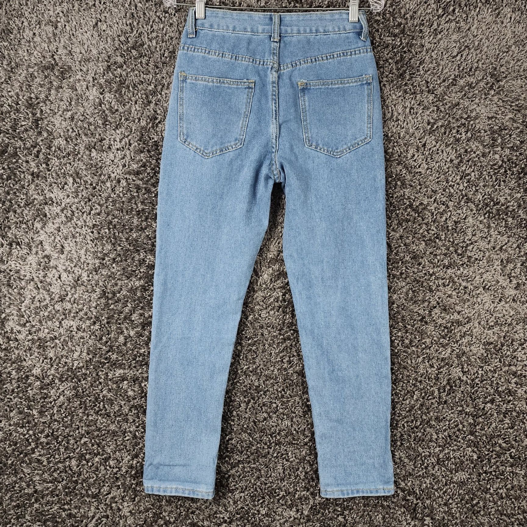Boohoo Boohoo Petite Blue Distressed Boyfriend High Rise Jeans Size 6 Womens Size 28" / US 6 / IT 42 - 7 Thumbnail