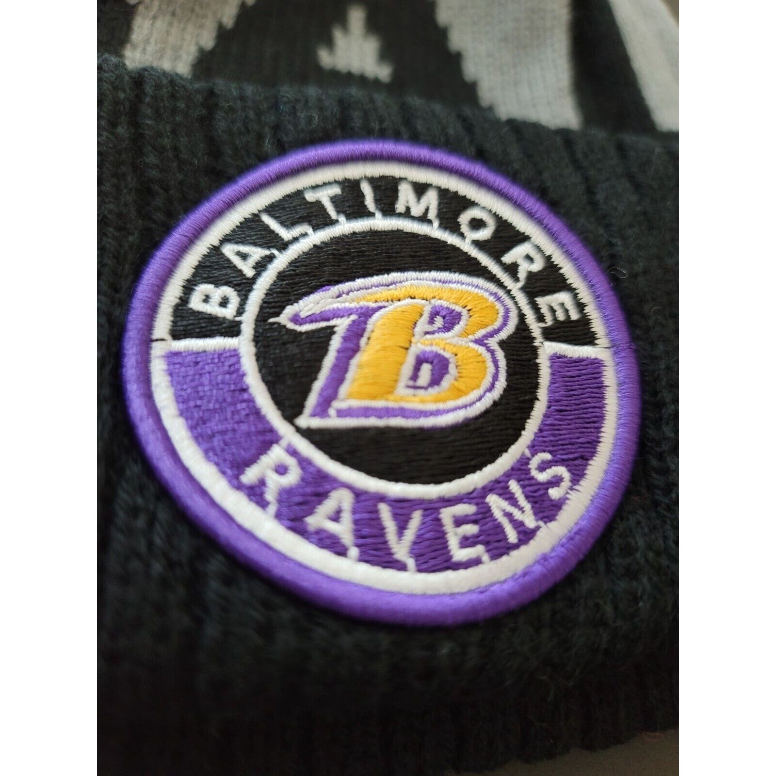 Other NWT Baltimore Ravens Acrylic Pom Knit Beanie Fleece Lined Size ONE SIZE - 3 Thumbnail