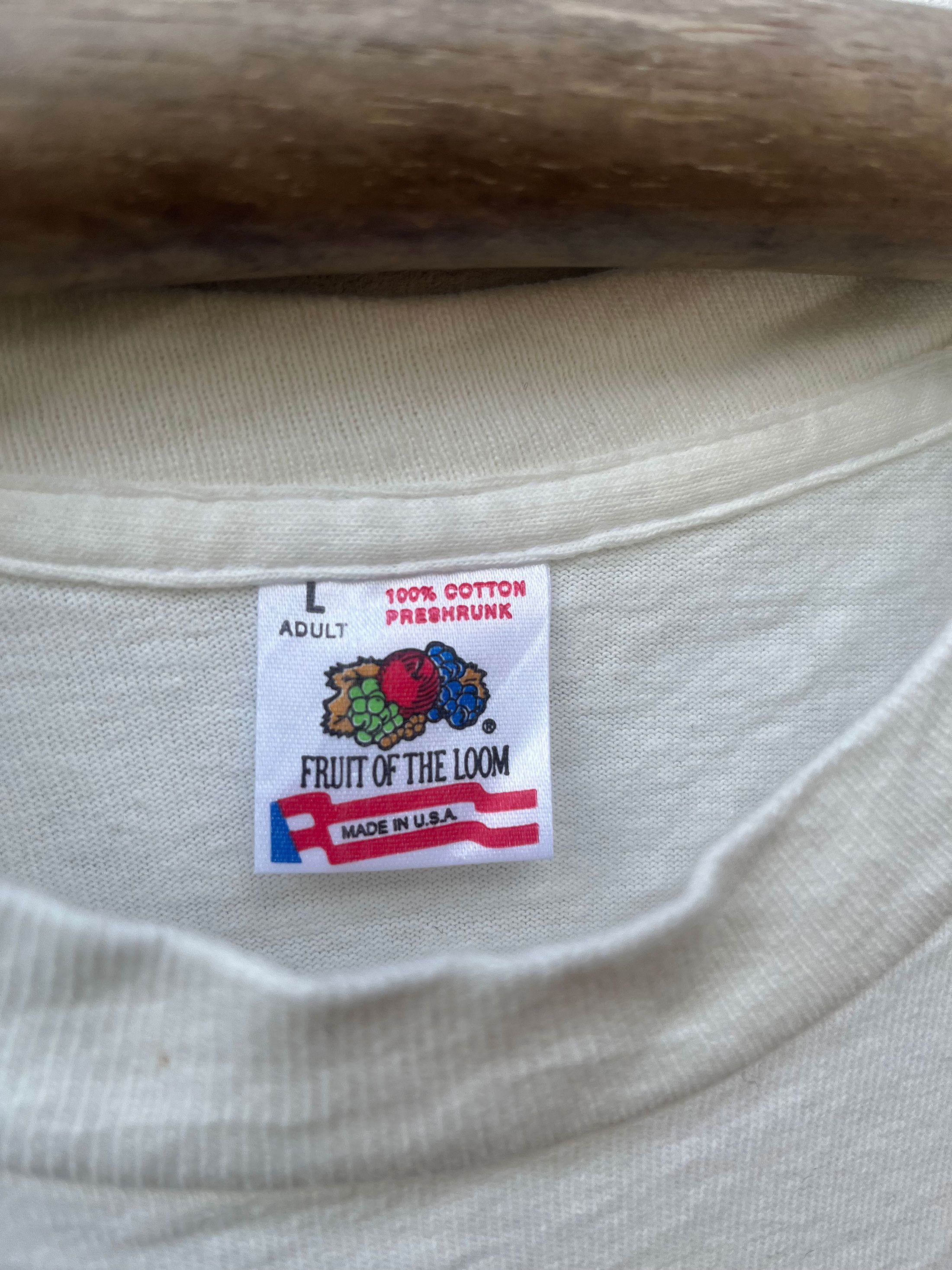 Fruit Of The Loom Vintage Blank Plain 90s Single Stitch 90s 80s Size US L / EU 52-54 / 3 - 2 Thumbnail