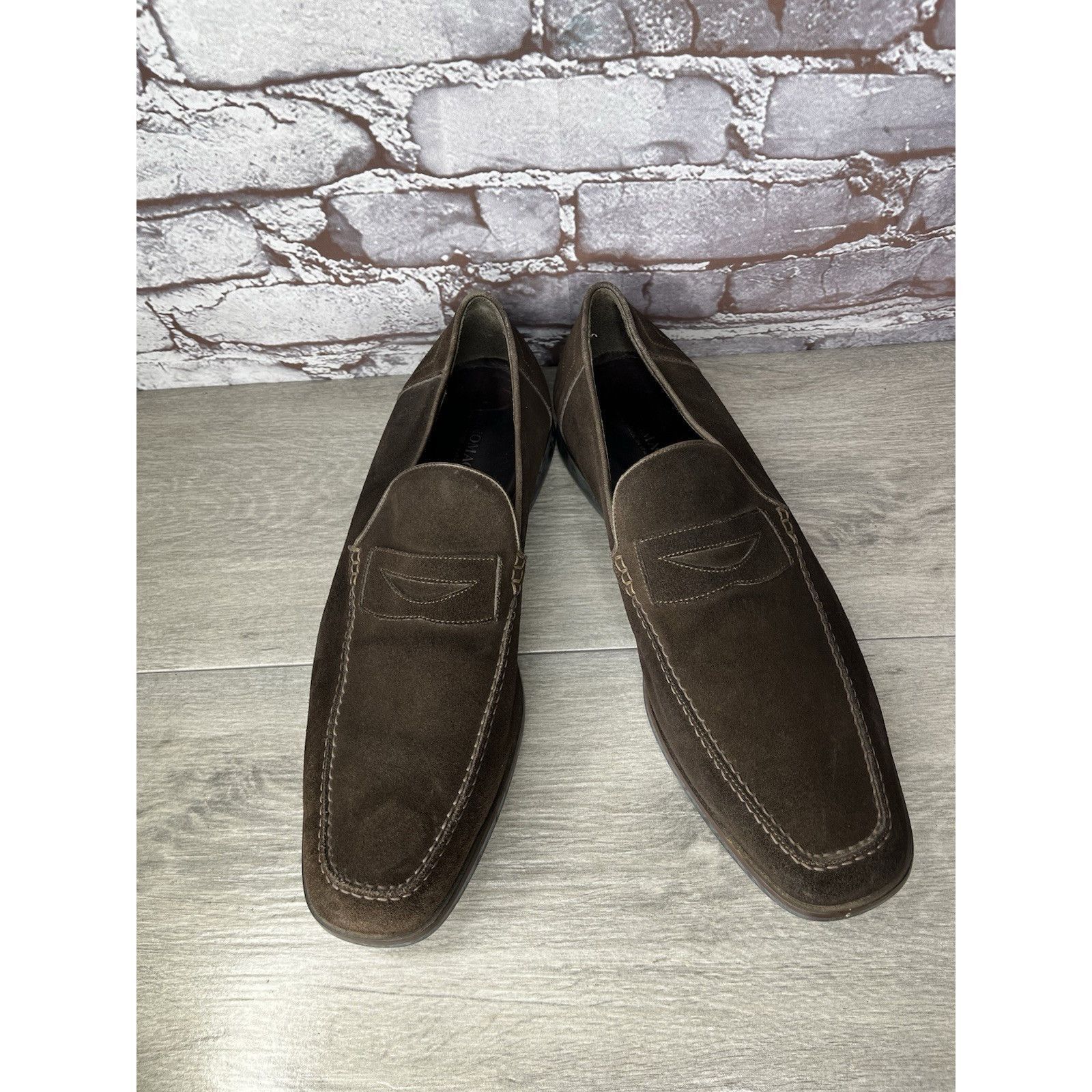 Bruno Magli Bruno Magli Brown Suede Leather Loafers Slip On Dress Shoes Size US 11.5 / EU 44-45 - 22 Thumbnail