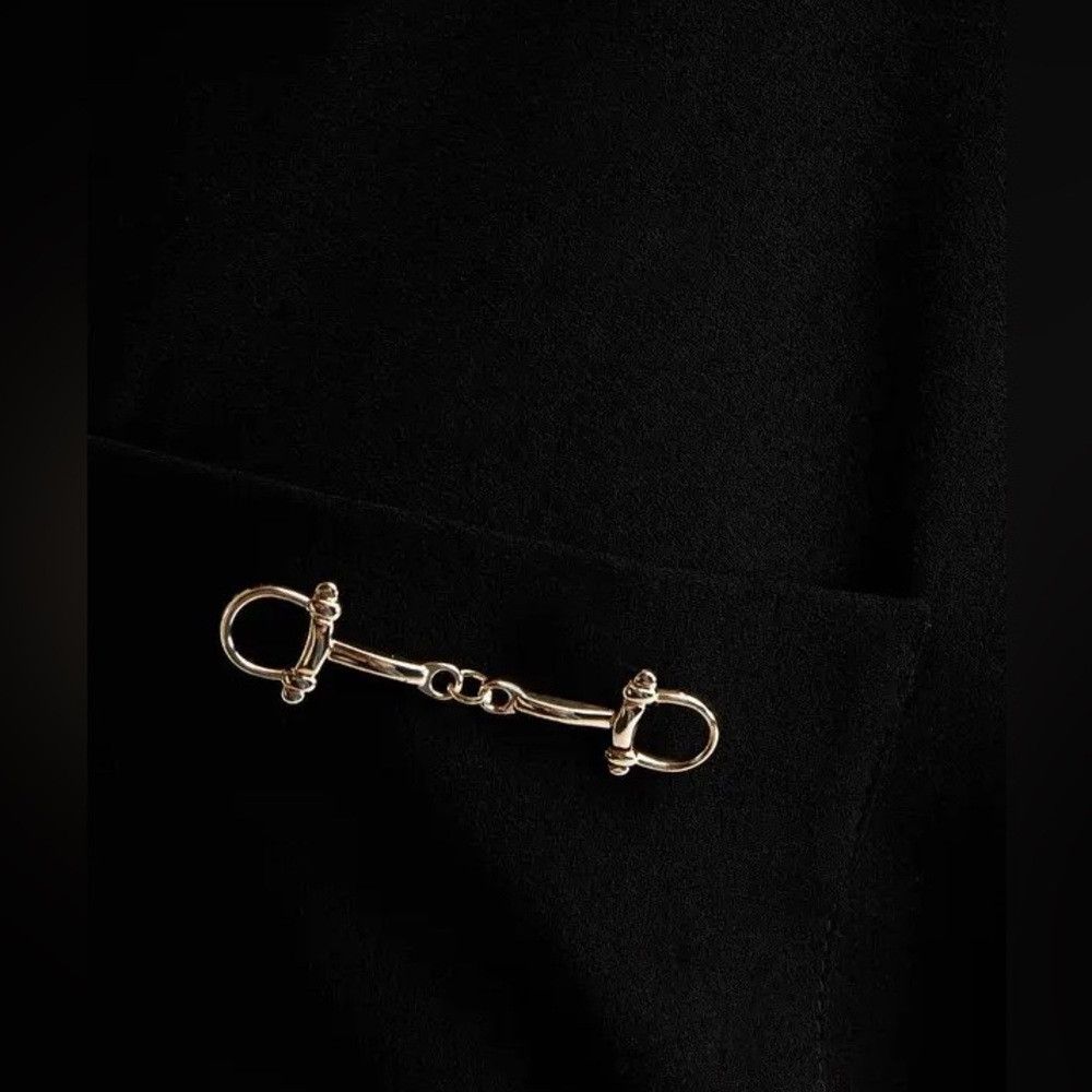 Maje Maje Black Horsebit Detail Jumpsuit NWT Size 34/2/XS Belted Size 26" / US 2 / IT 38 - 4 Thumbnail