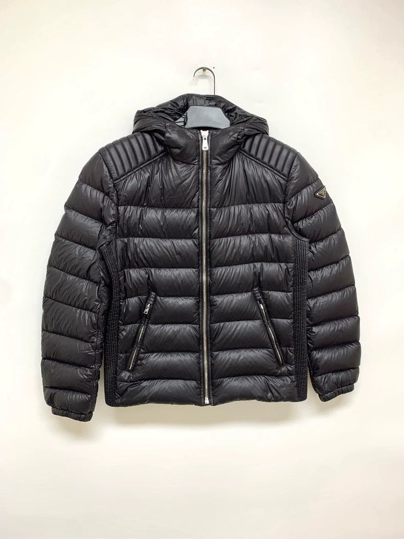 小物 PRADA down muffler Prada Puffer Down Long Jacket Gray Metal Logo 100% Real Fox