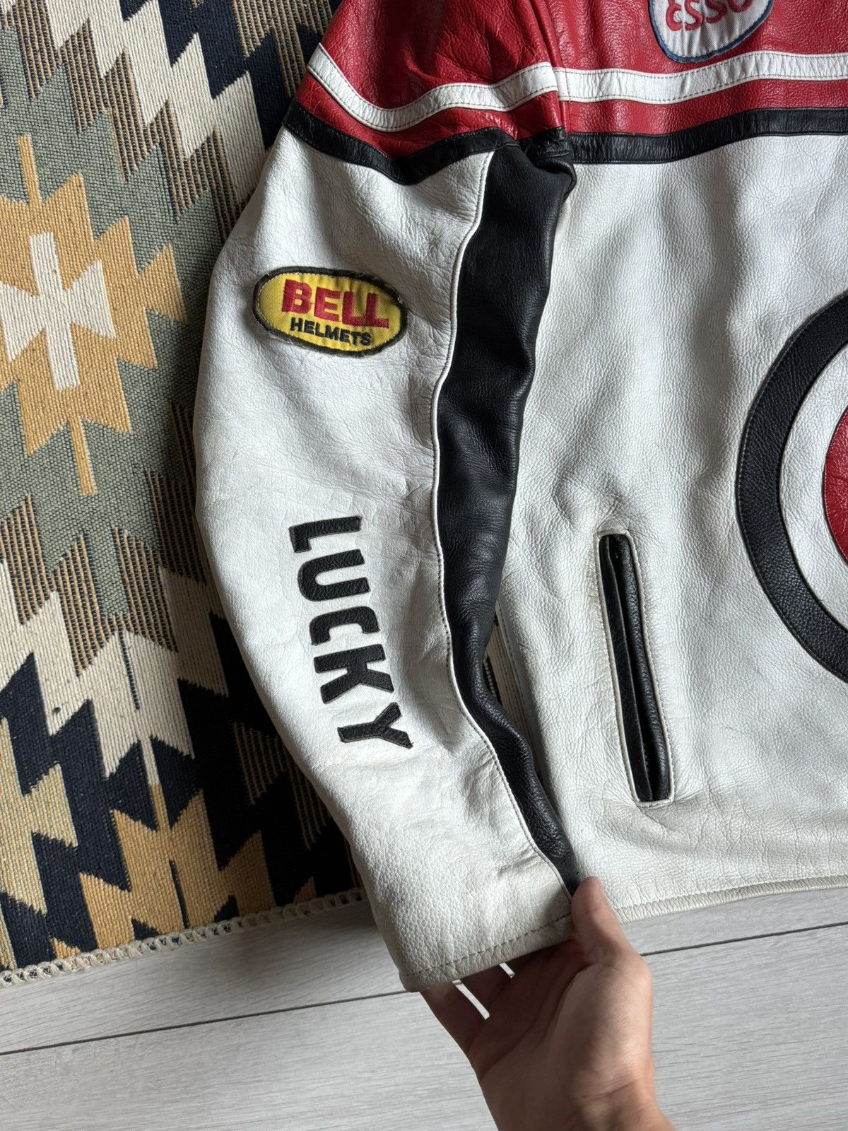 Vintage 90's Lucky Strike Big Logo Racing Leather Jacket