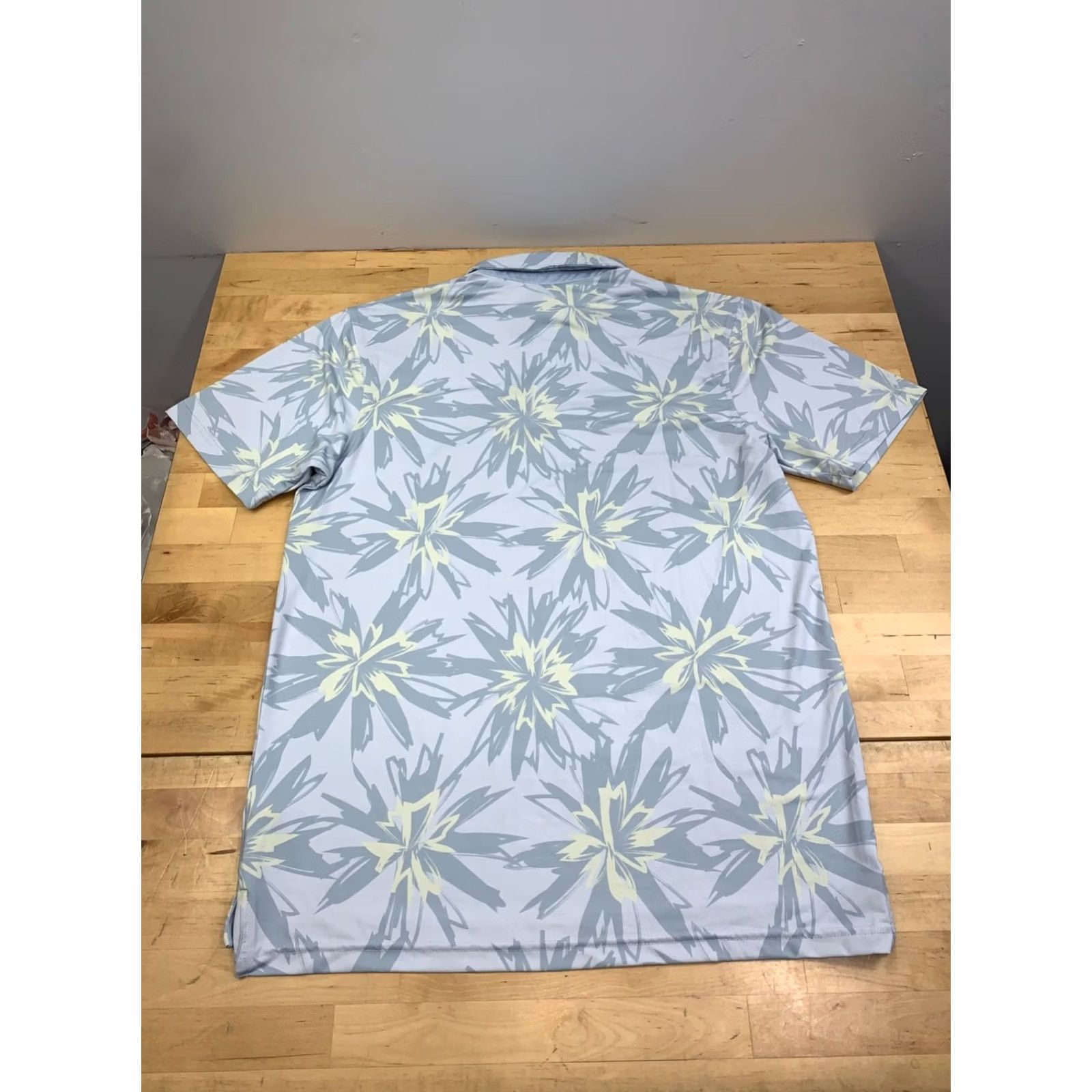Vintage Breakfast Balls Polo Shirt Men M Blue Floral Golf Stretch Shirt Size US M / EU 48-50 / 2 - 7 Thumbnail