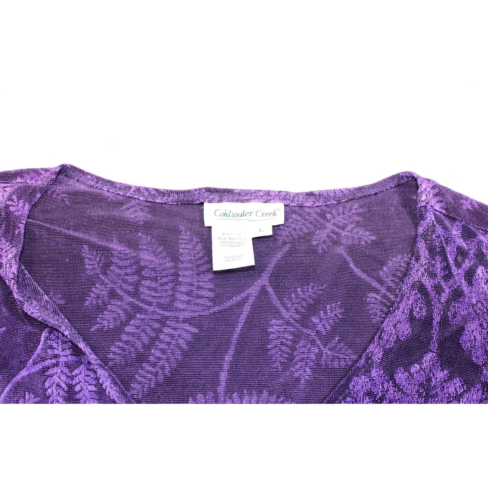 Coldwater Creek VINTAGE Coldwater Creek Shirt Pants Set Women L Purple Floral Acetate Velour Bohemian 2 Piece L Womens Size L / US 10 / IT 46 - 4 Thumbnail