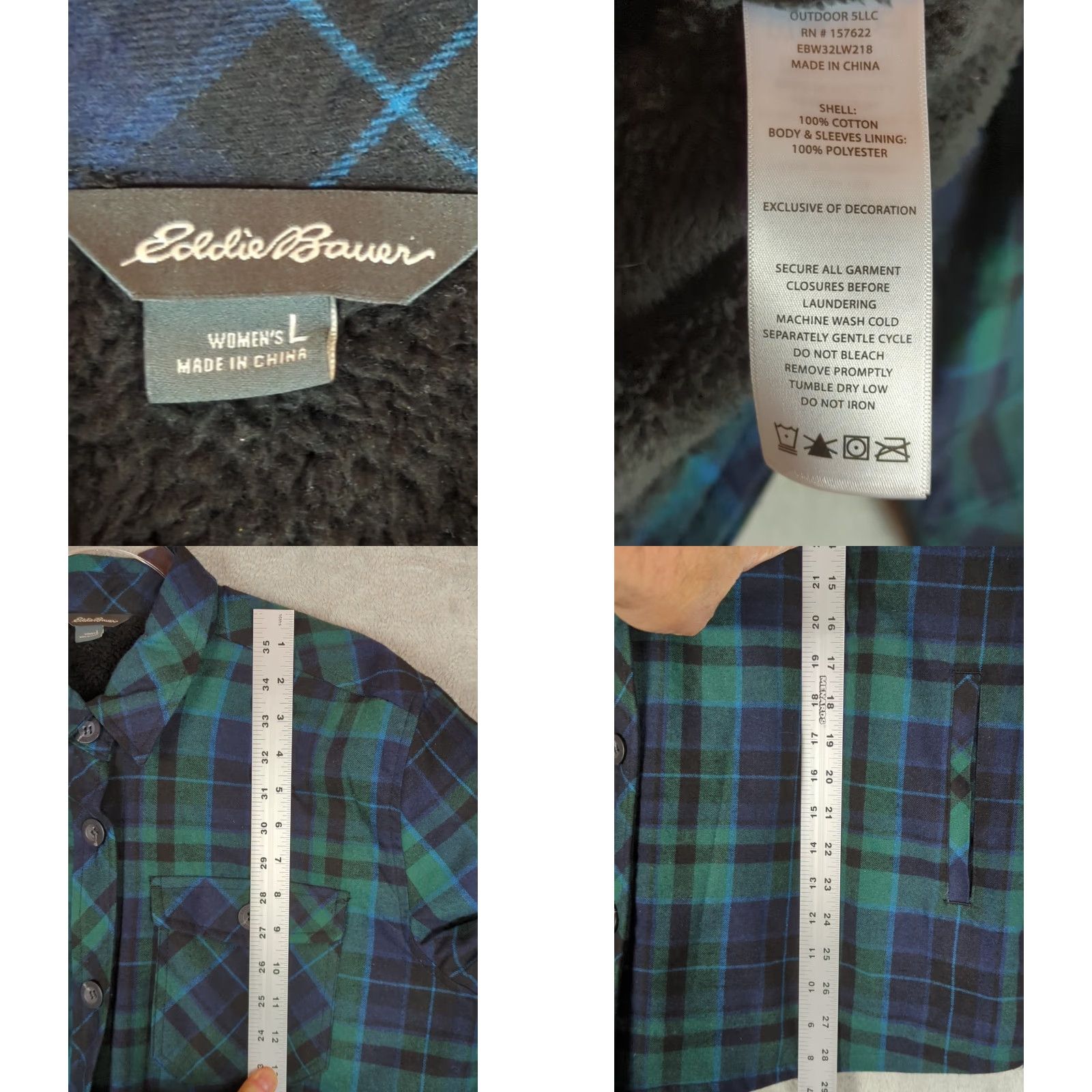 Eddie Bauer Eddie Bauer Flannel Shirt Jacket Womens L Blue Fleece Lined Long Sleeve shacket Size L / US 10 / IT 46 - 9 Thumbnail