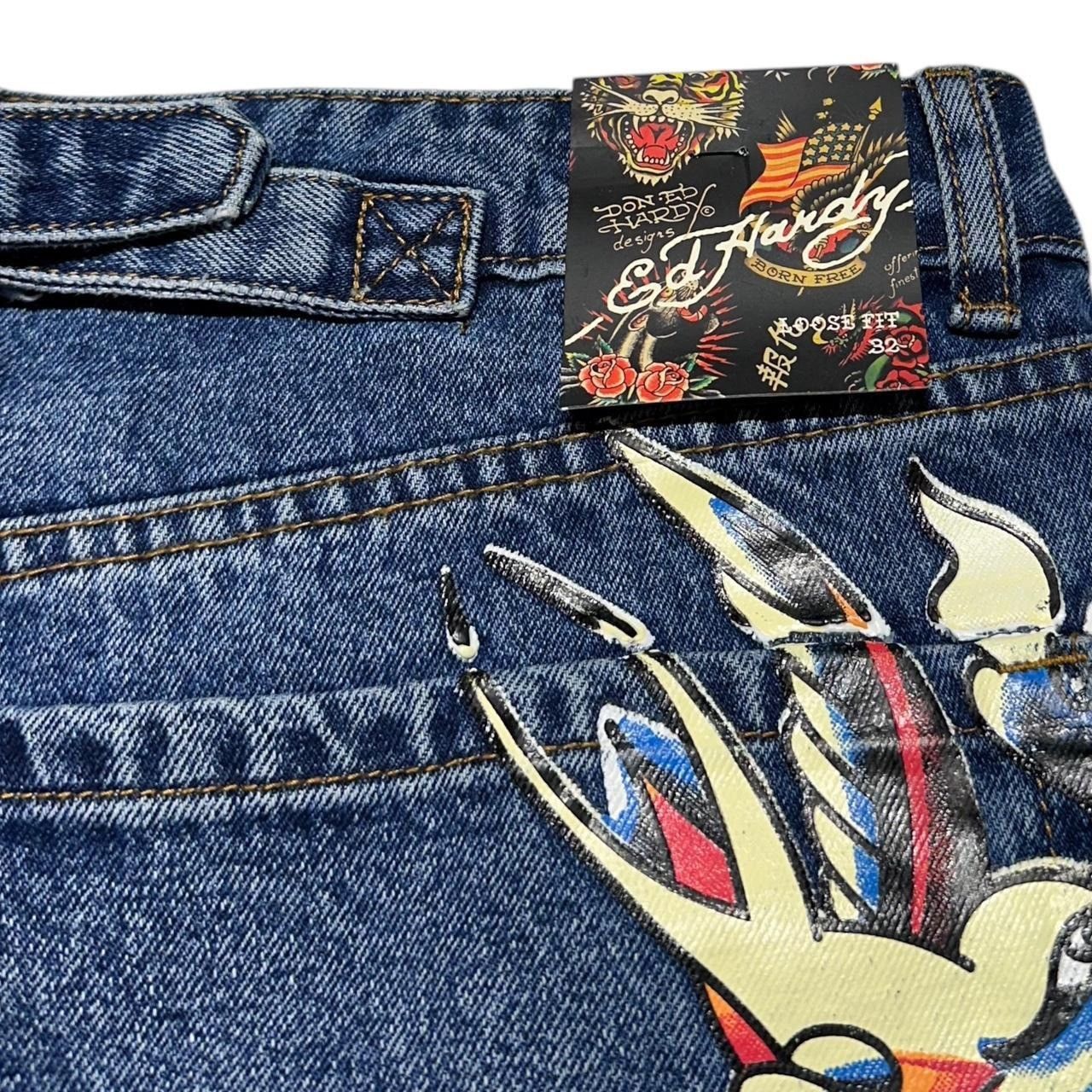 Ed Hardy × Vintage Ed Hardy Wide Leg Jeans Size 32" / US 10 / IT 46 - 4 Thumbnail
