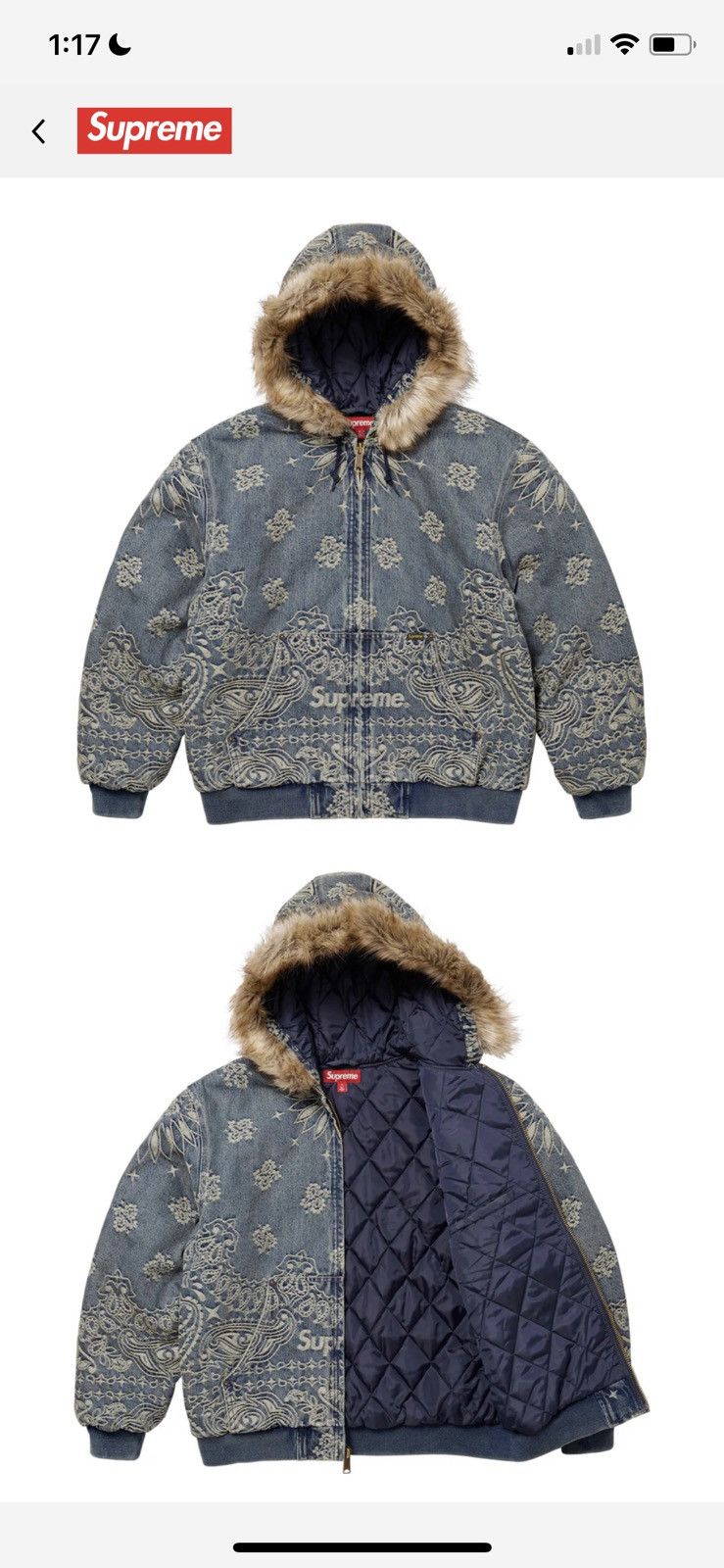 Supreme Supreme Bandana Jacquard Denim Hooded Work Jacket Size US M / EU 48-50 / 2 - 2 Thumbnail