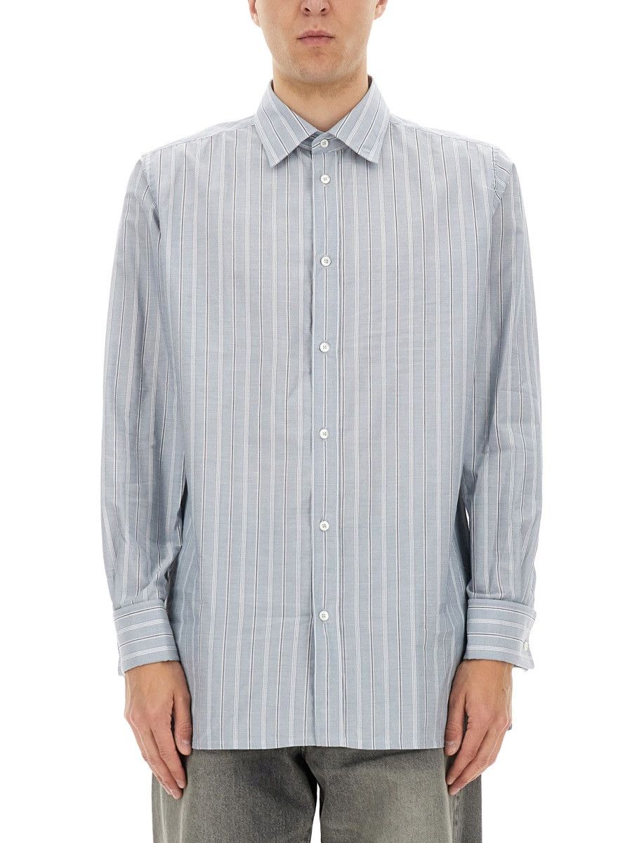 Maison Margiela MAISON MARGIELA STRIPED SHIRT - AZURE (SHIRT 39) Size US S / EU 44-46 / 1 - 1 Thumbnail