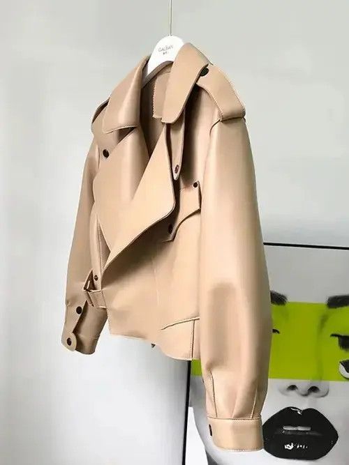 Japanese Brand Leather Jacket Women Loose PU Leather Short Coat One Button Size M / US 6-8 / IT 42-44 - 7 Thumbnail