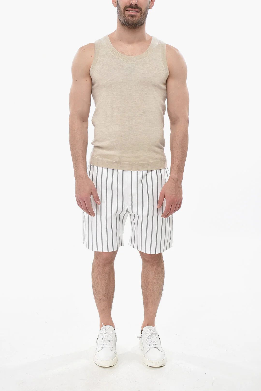 Salvatore Ferragamo og1mm0426 Striped Short in White Size US 34 / EU 50 - 4 Thumbnail