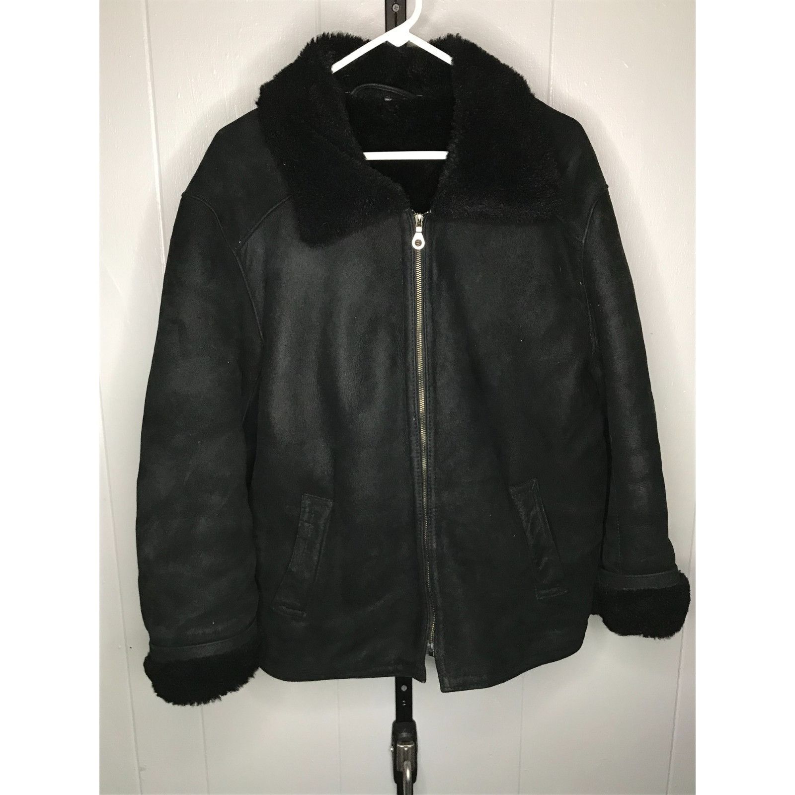 Other Vintage Riri Jacket Wmns Large Black Shearling Suede Lined L Size L / US 10 / IT 46 - 1 Thumbnail