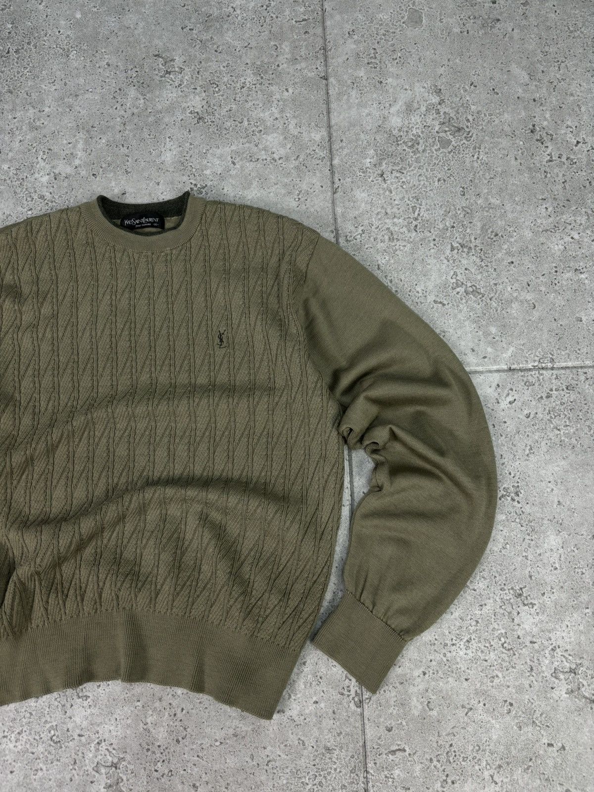 Designer × Yves Saint Laurent 90s RARE Yves Saint Laurent YSL Sweater Knitwear Khaki Size US L / EU 52-54 / 3 - 2 Thumbnail