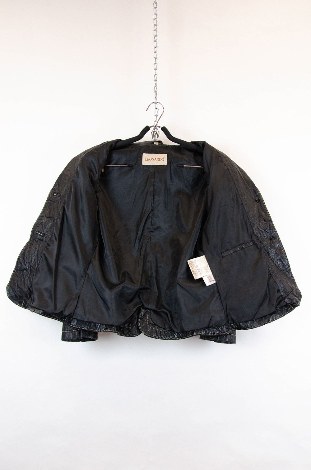Vintage LEONARDO Vintage Leather Blazer S/M – Black Size S / US 4 / IT 40 - 12 Thumbnail