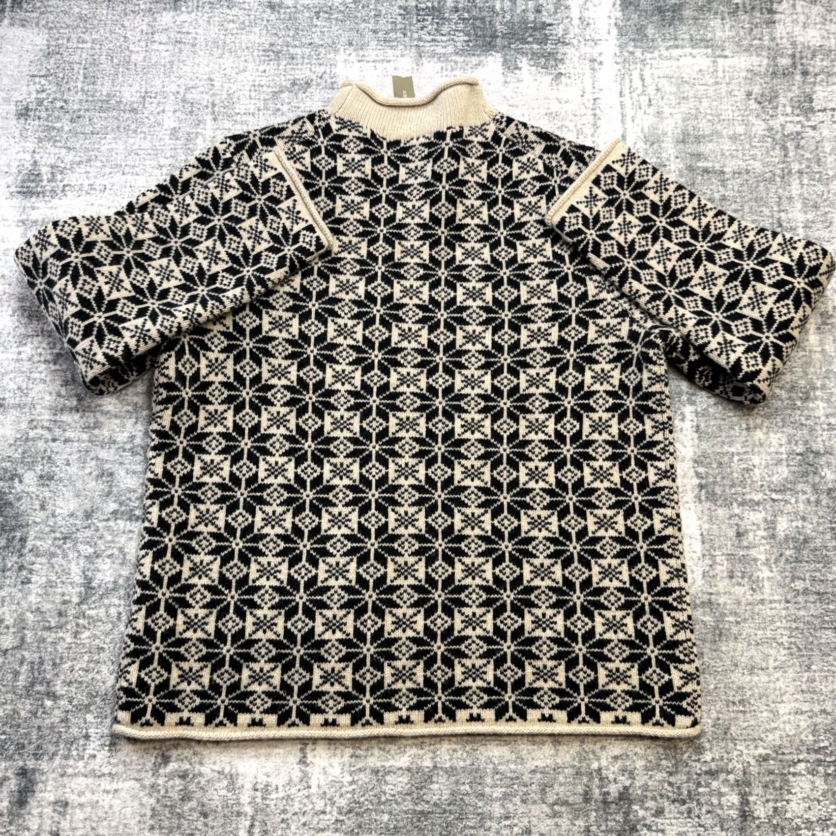 J.Crew J Crew Sweater Men Large Roll Neck Beige Black Fair Isle Snowflake Lambswool NEW Size US L / EU 52-54 / 3 - 6 Thumbnail