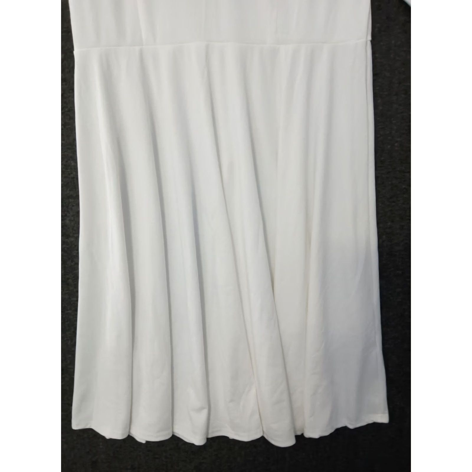 Vintage Elesol White A-Line Dress V-Neck Half Sleeve Knee Length XXL Women Dress Pleated 95% Polyester 5% Spandex Size XXL / US 16-18 / IT 52-54 - 7 Thumbnail