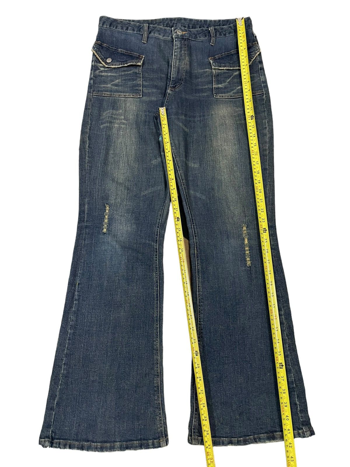 POST ARCHIVE FACTION (PAF) Vintage Japanese Bush Pants Mud Wash Distressed Flare Jeans Size US 34 / EU 50 - 20 Thumbnail