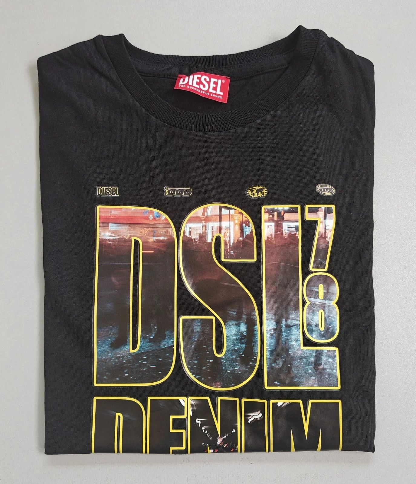 Diesel DIESEL Black T-shirt with DSL 78 Denim print T 4188 Size US XS / EU 42 / 0 - 1 Thumbnail