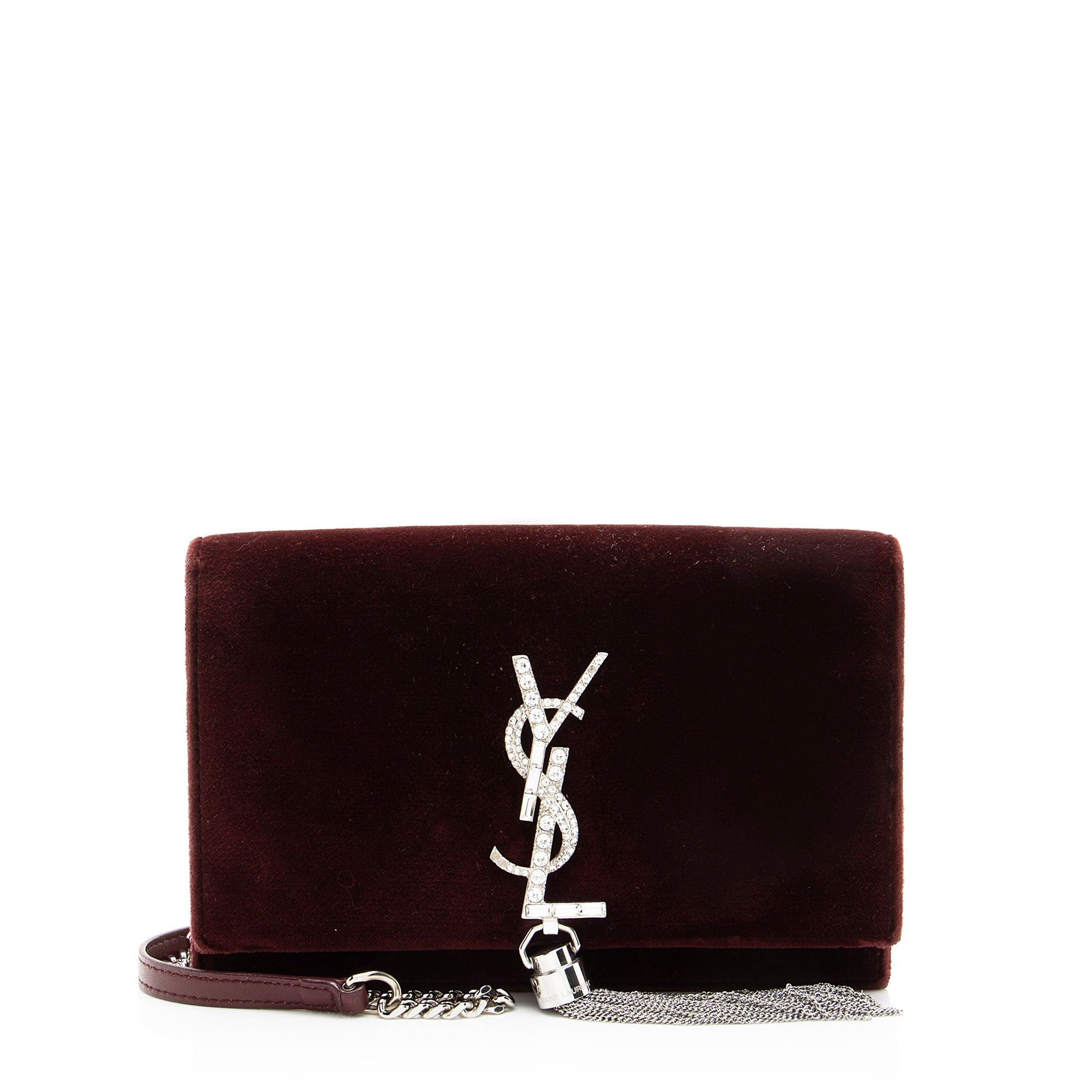 Saint Laurent Paris Saint Laurent Velvet Crystal Monogram Kate Tassel Chain Wall Size ONE SIZE - 1 Thumbnail