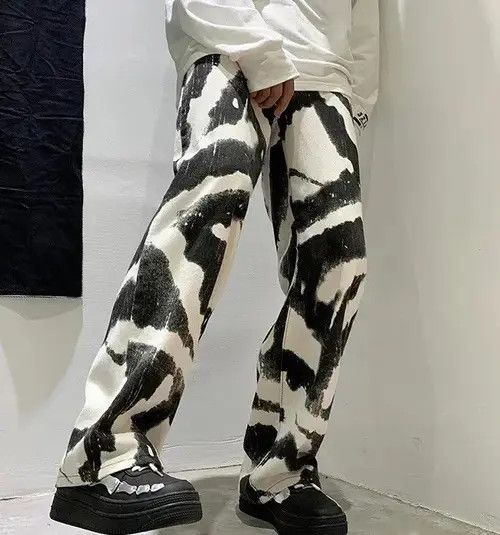 Blue Black Tie-dye Baggy Jeans