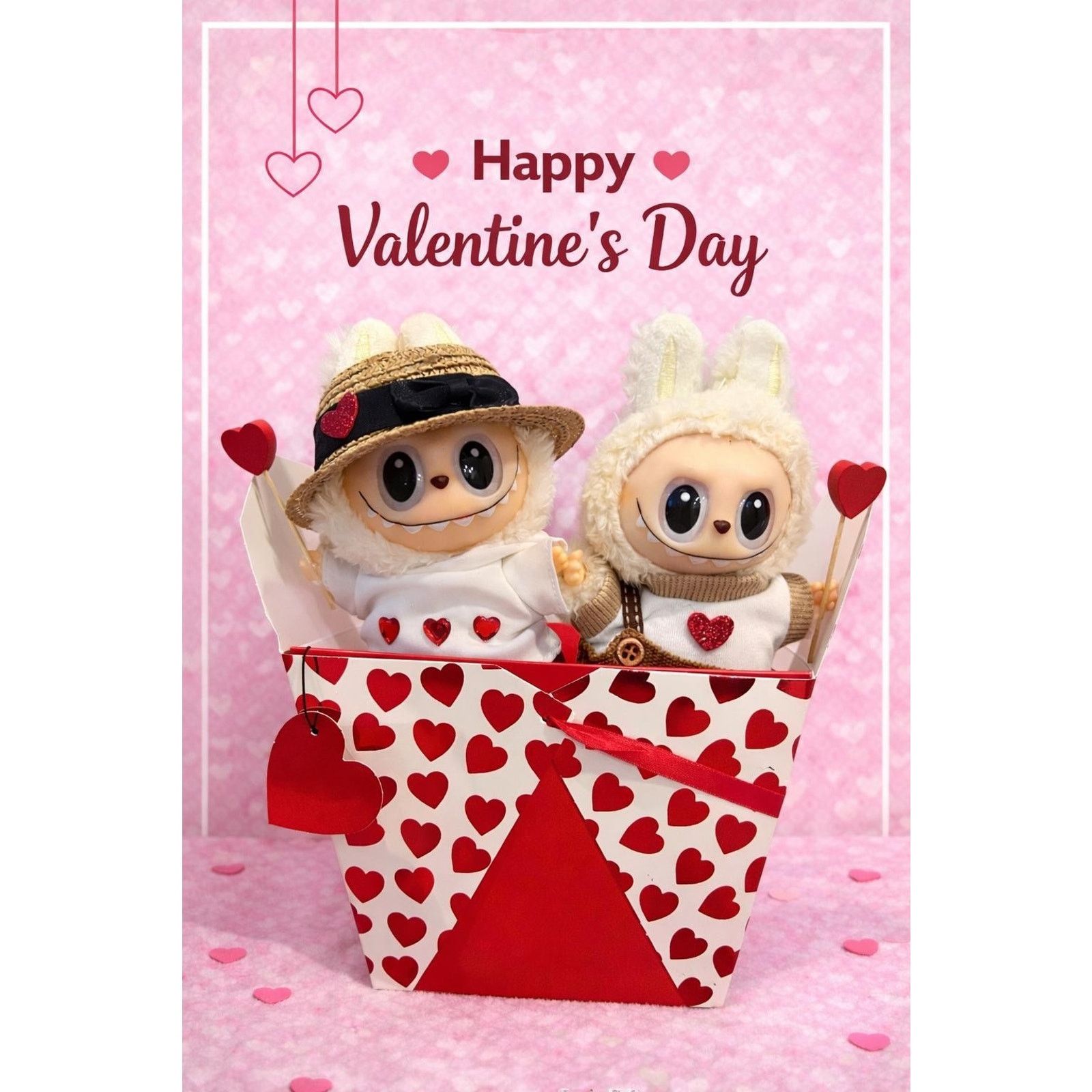 Other Valentine’s Labubu Lover Couple Dolls Adorably Dressed Pair Size ONE SIZE - 2 Thumbnail