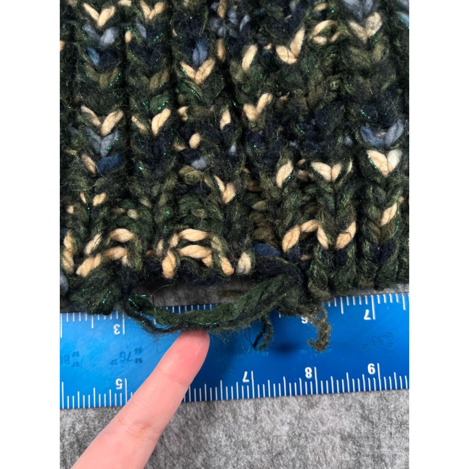 Vintage Lane Bryant Beanie Toque Womens One Size Green Knit Metallic Blend Sparkly Pom Hat Beanie Mens? Size ONE SIZE - 5 Thumbnail
