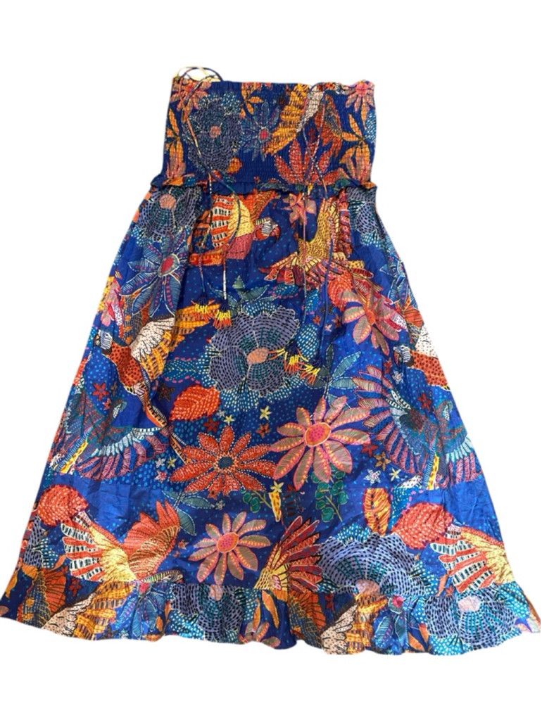 EUC Farm Rio Smocked Floral Cover-Up Midi Dress Medium