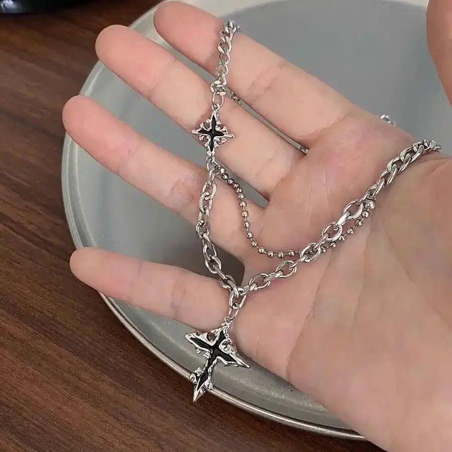 Jewelry Punk Black Flame Cross Necklace Size ONE SIZE - 3 Thumbnail