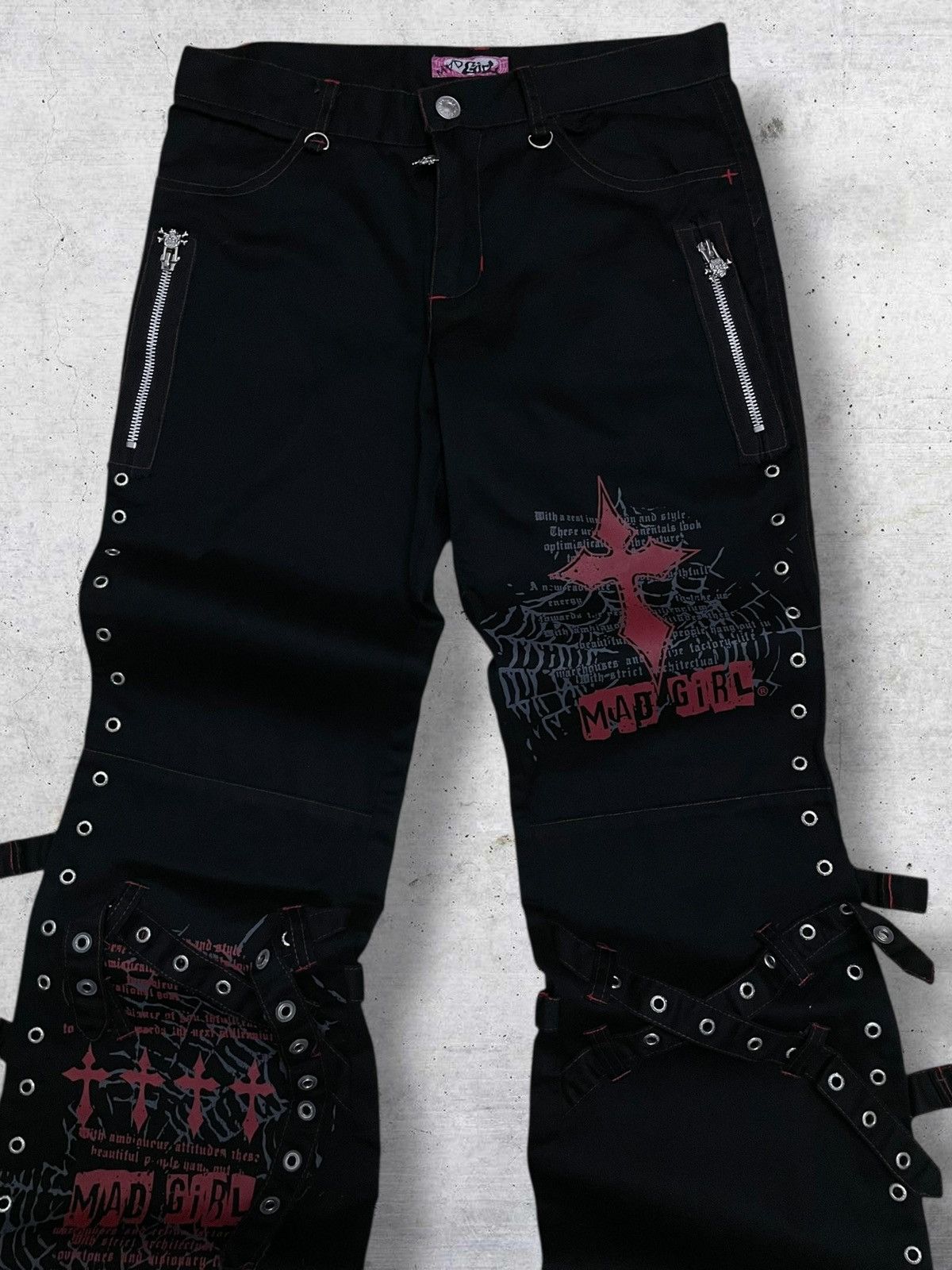 Hysteric Glamour PUNK MAD 1990S JAPAN DESIGNER BONDAGE CROSS PUNK OG PANT Size US 28 / EU 44 - 5 Thumbnail