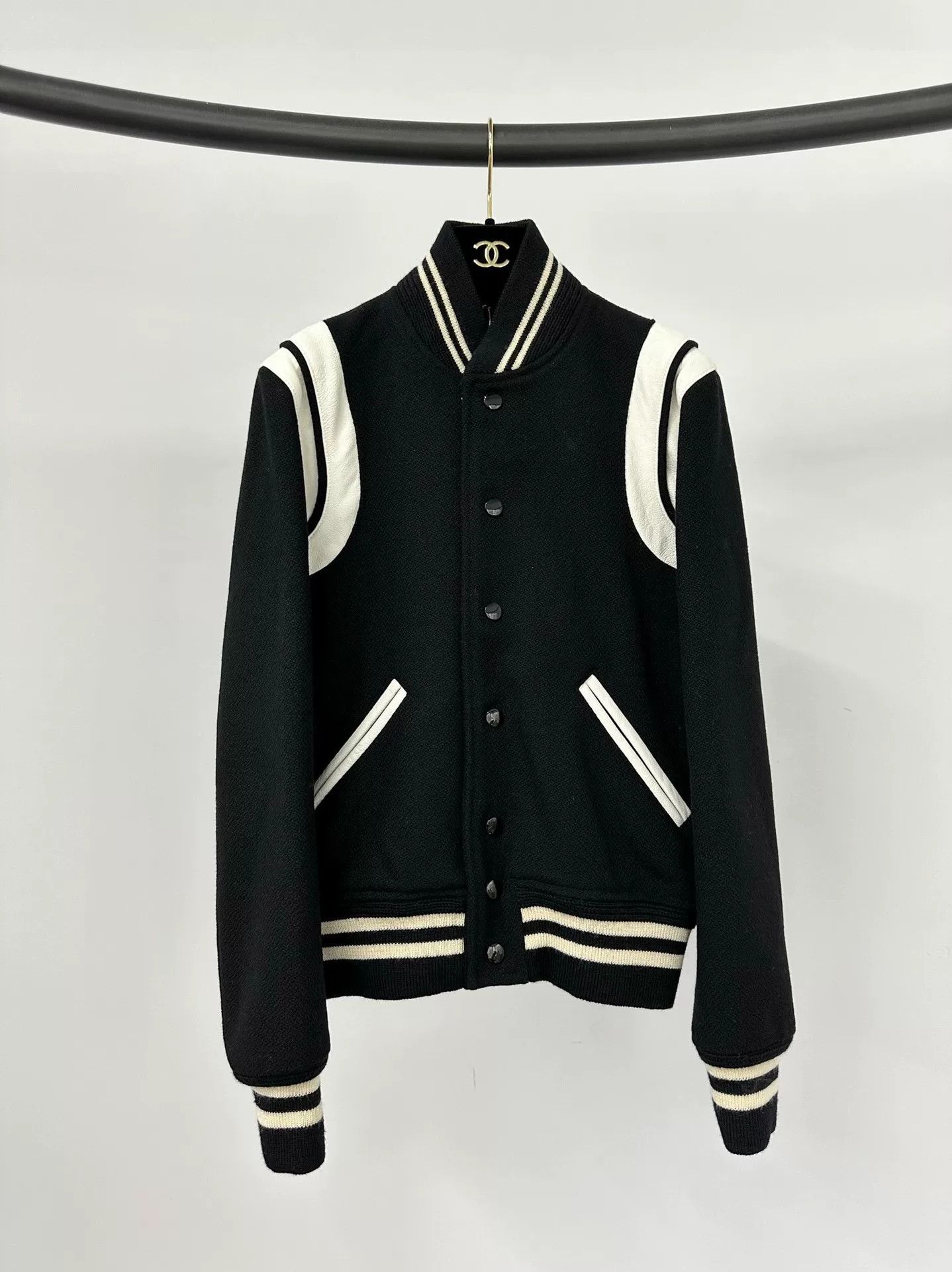 Saint Laurent Paris Saint Laurent Black White Varsity Jacket Size XS / US 0-2 / IT 36-38 - 1 Thumbnail